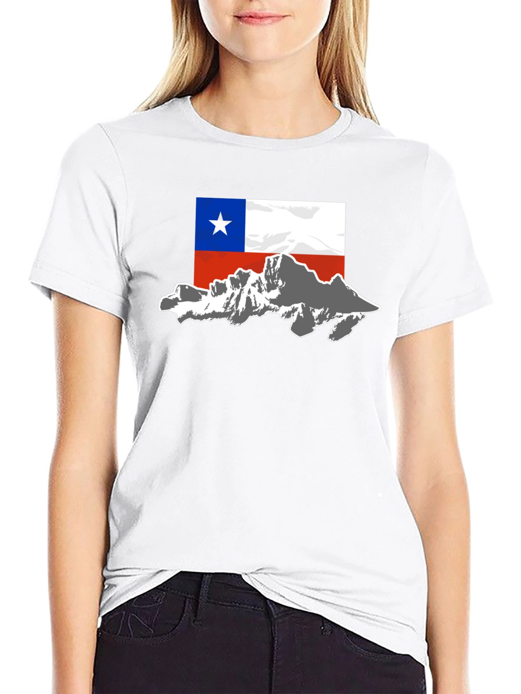 Chile Flag Mountain T-Shirt - Black Cotton Tee