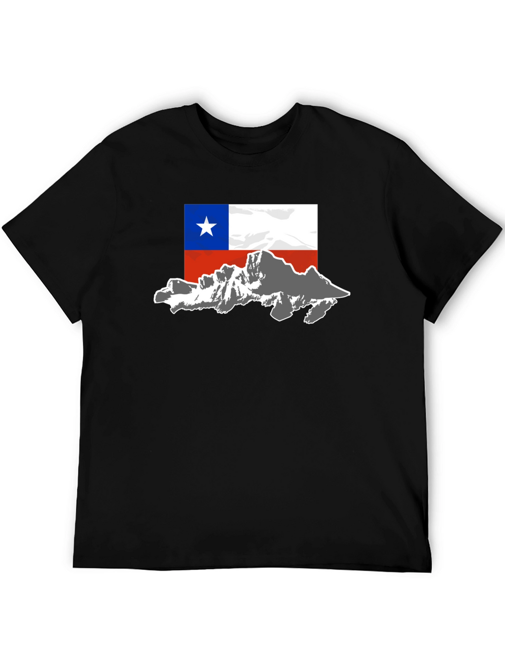Chile Flag Mountain T-Shirt - Black Cotton Tee