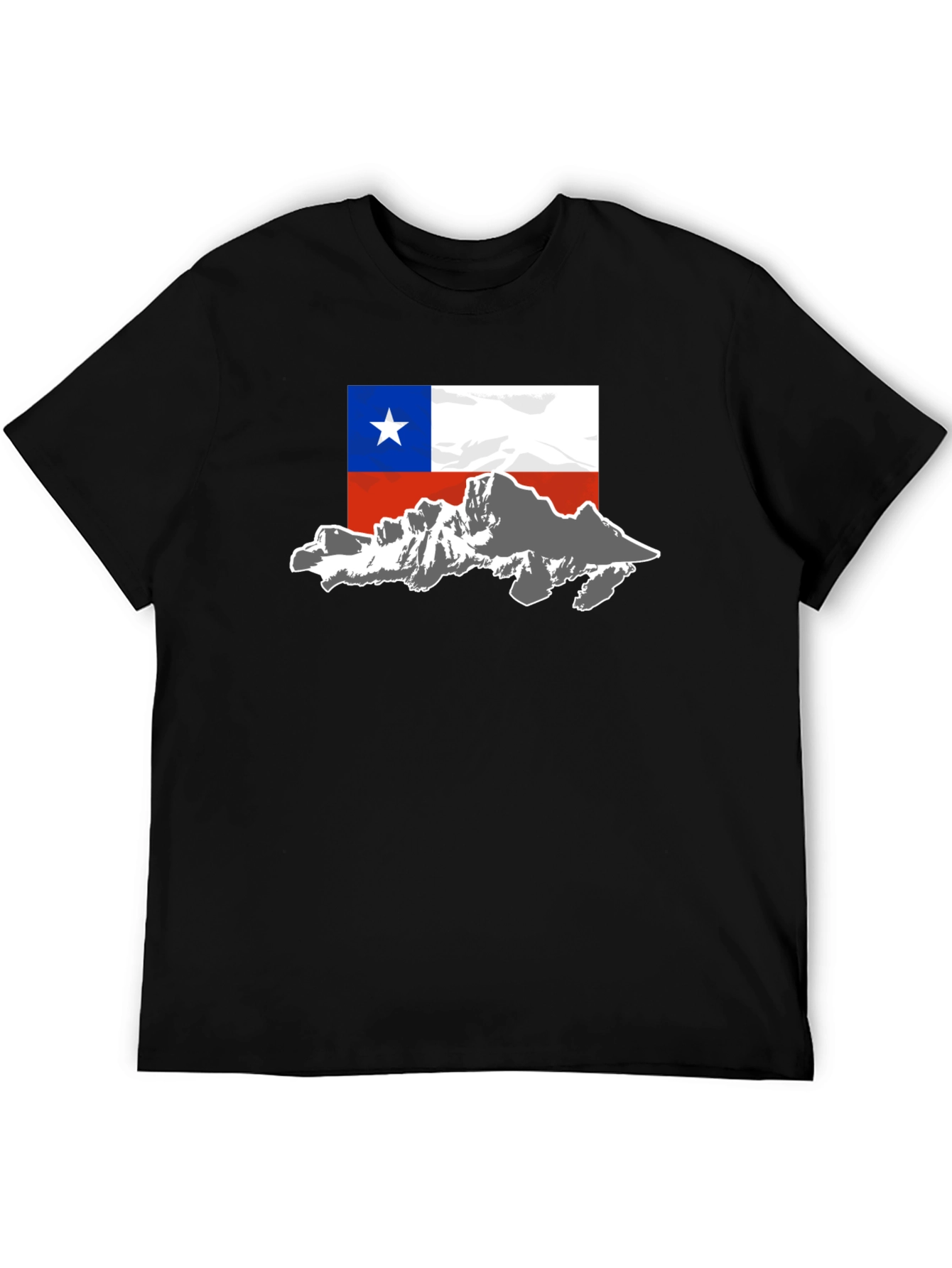 Chile Flag Mountain T-Shirt - Black Cotton Tee