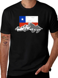 Chile Flag Mountain T-Shirt - Black Cotton Tee