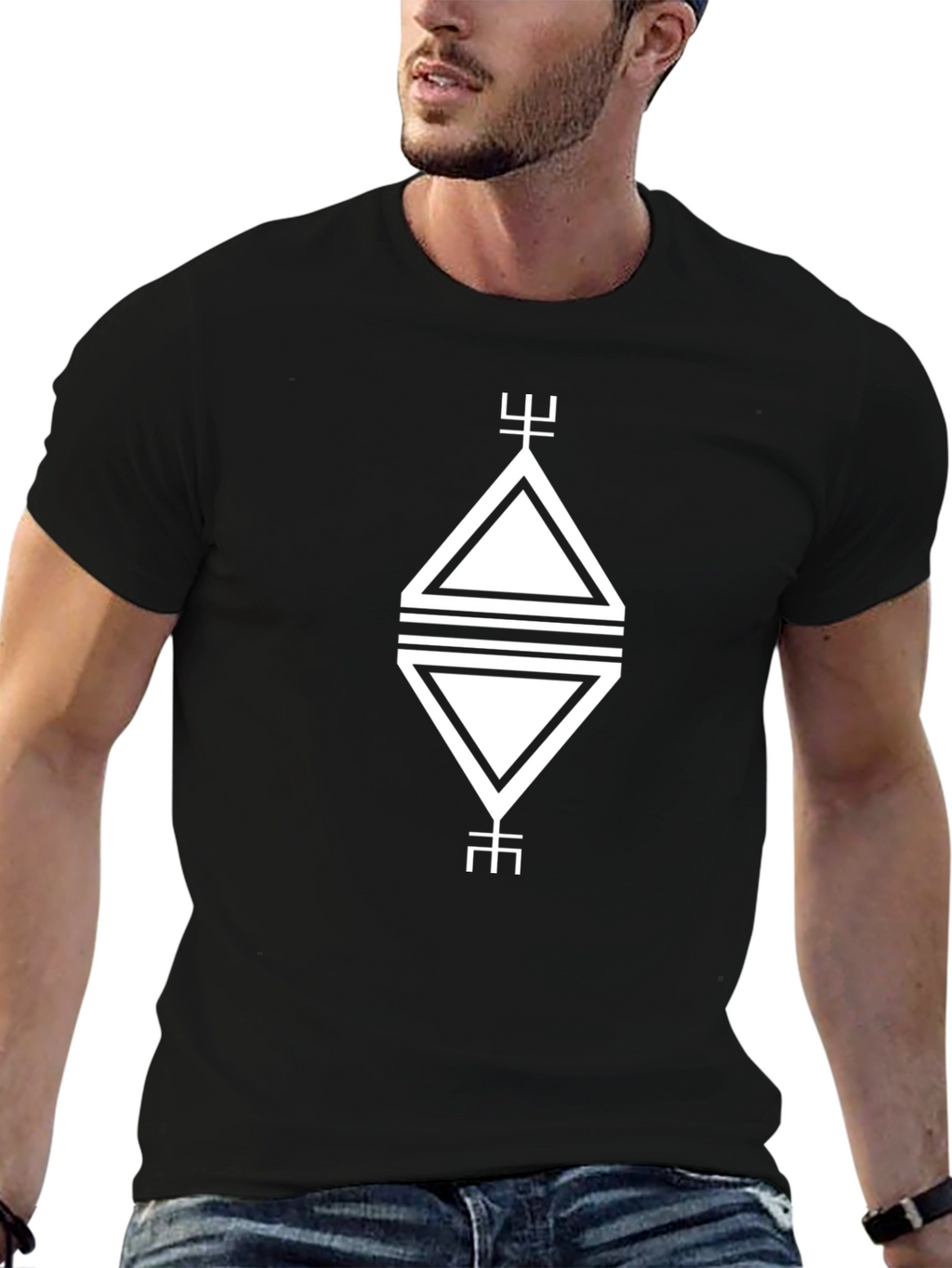 Geometric Graphic Tee - Modern Black Shirt
