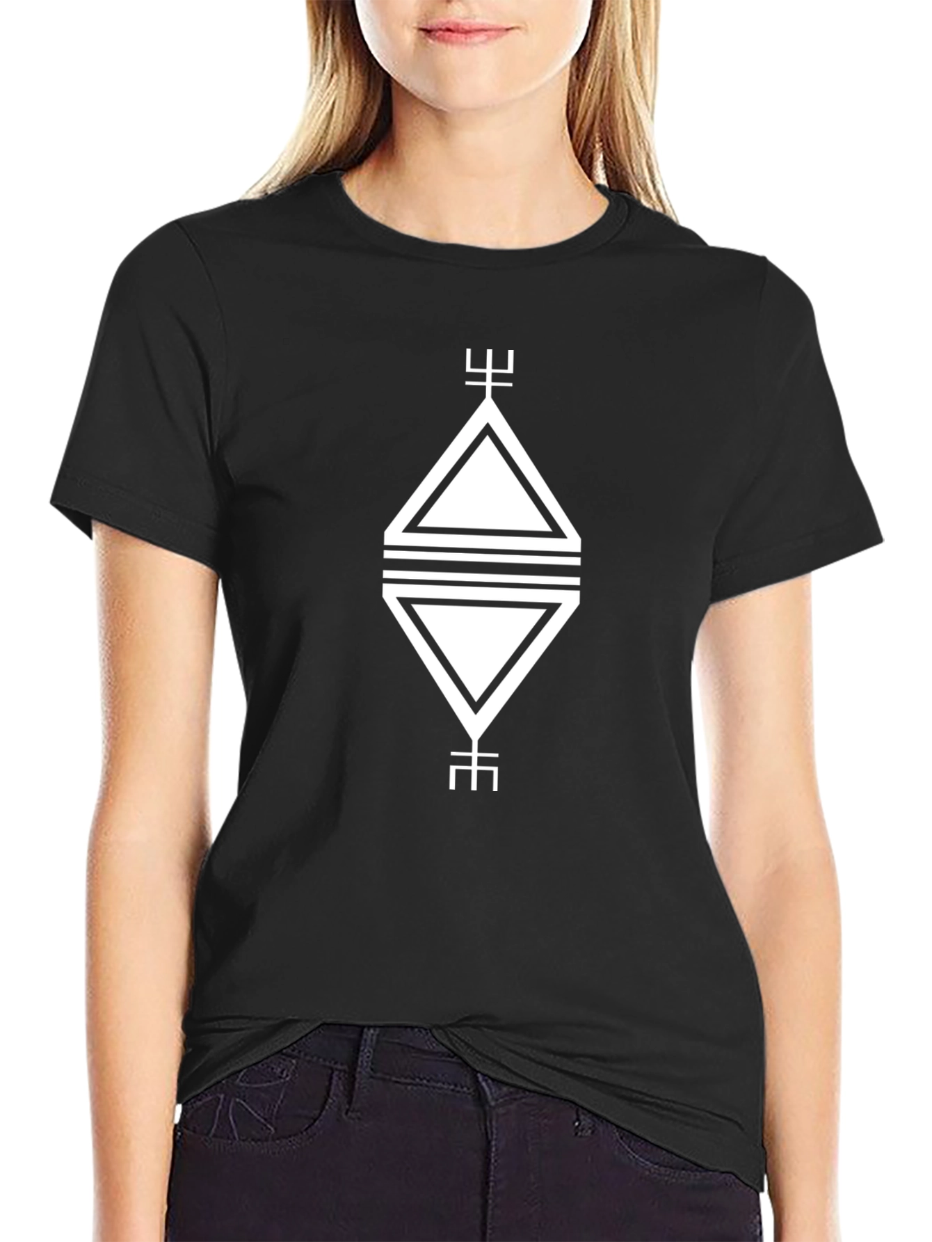 Geometric Graphic Tee - Modern Black Shirt