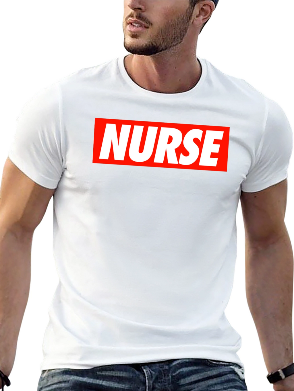 Nurse Graphic T-Shirt - Bold Red & White Design