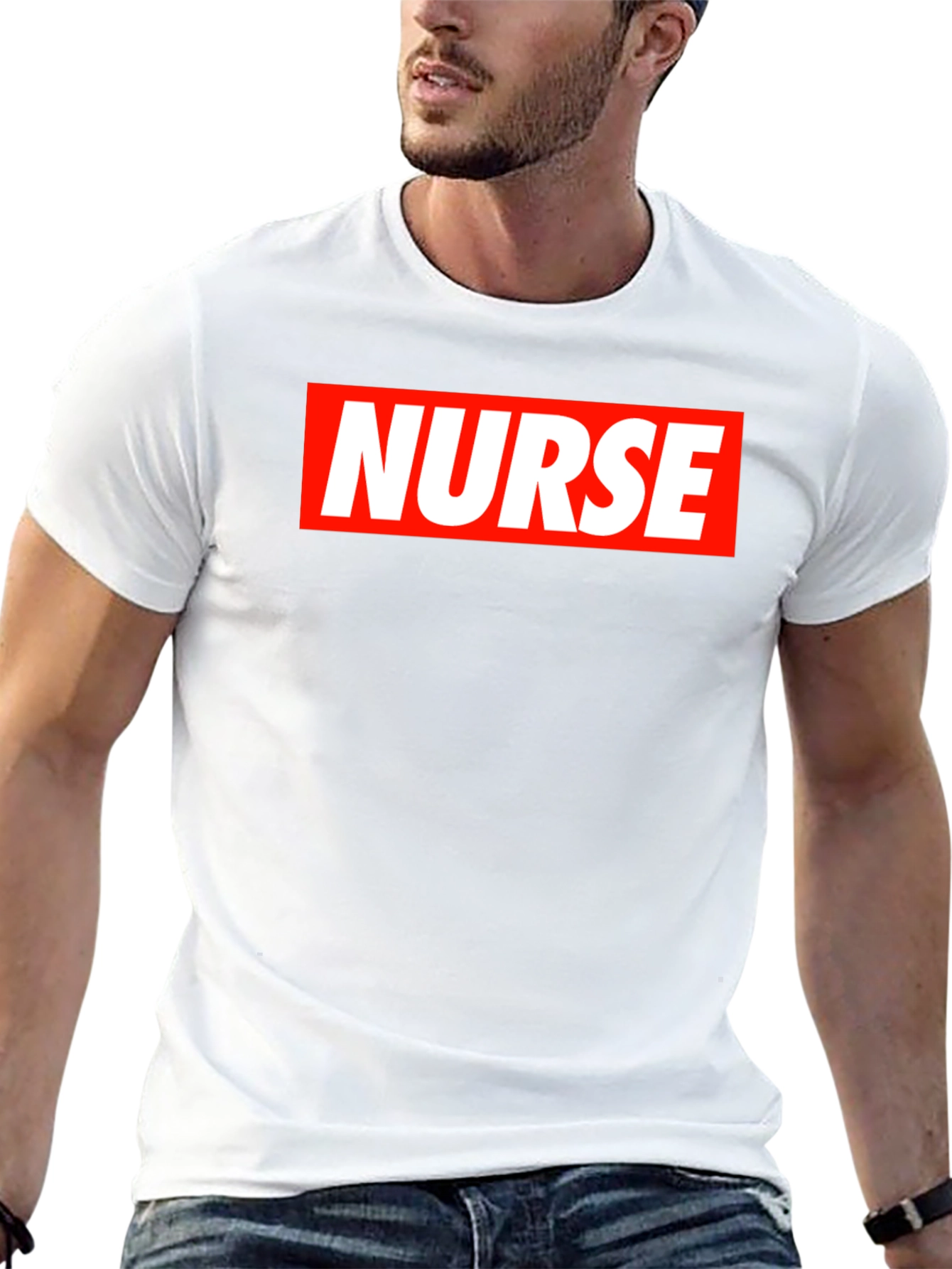 Nurse Graphic T-Shirt - Bold Red & White Design