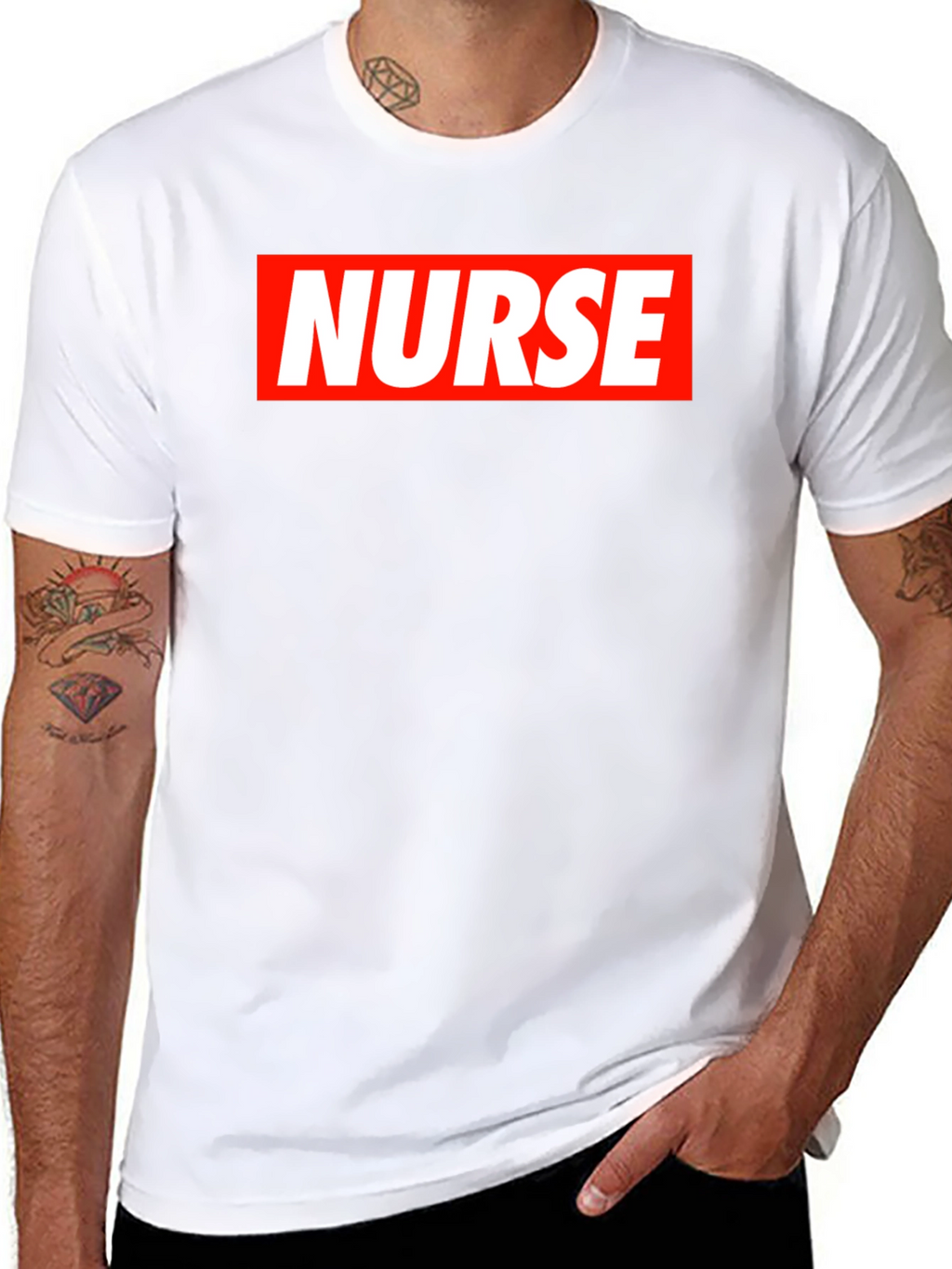 Nurse Graphic T-Shirt - Bold Red & White Design