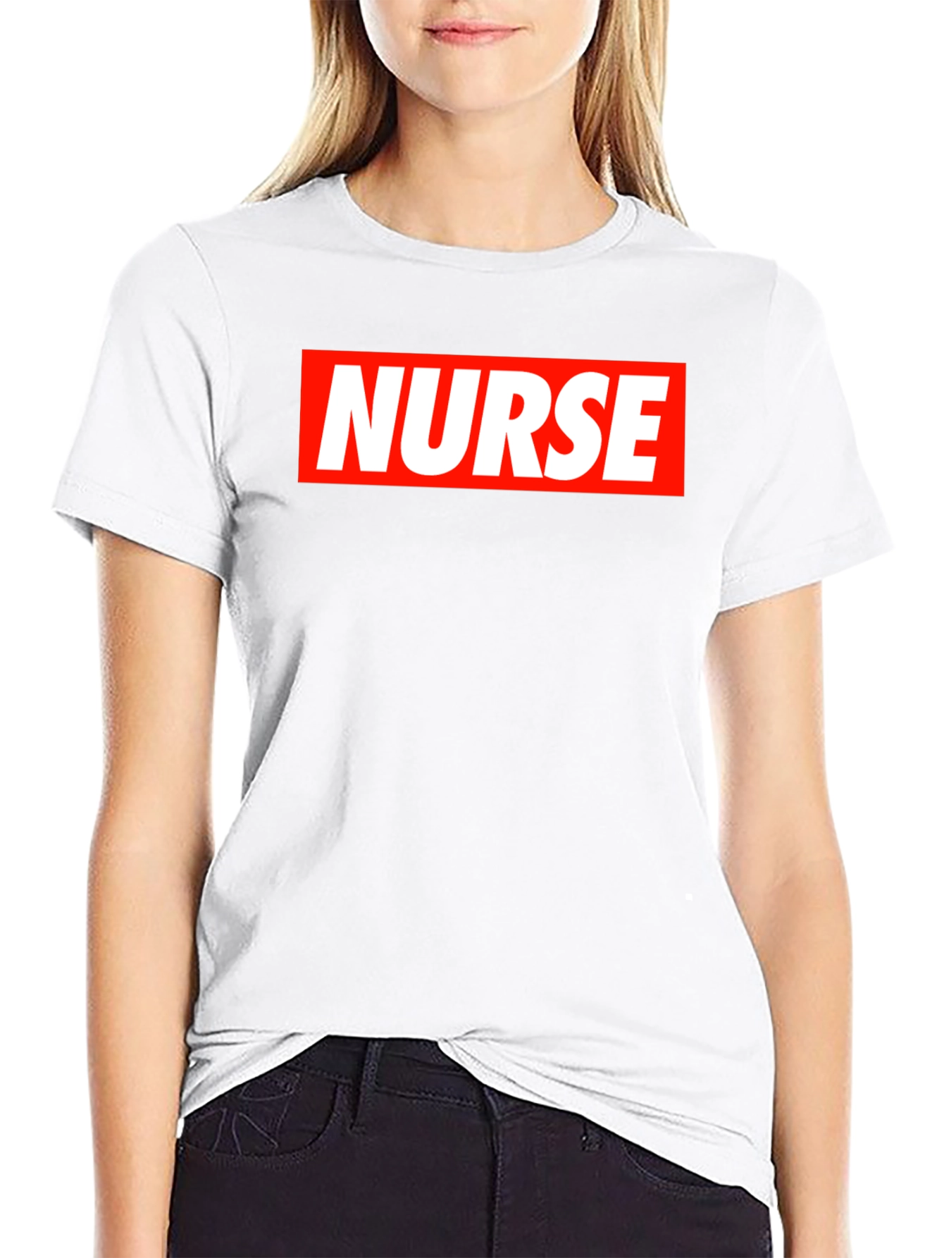 Nurse Graphic T-Shirt - Bold Red & White Design