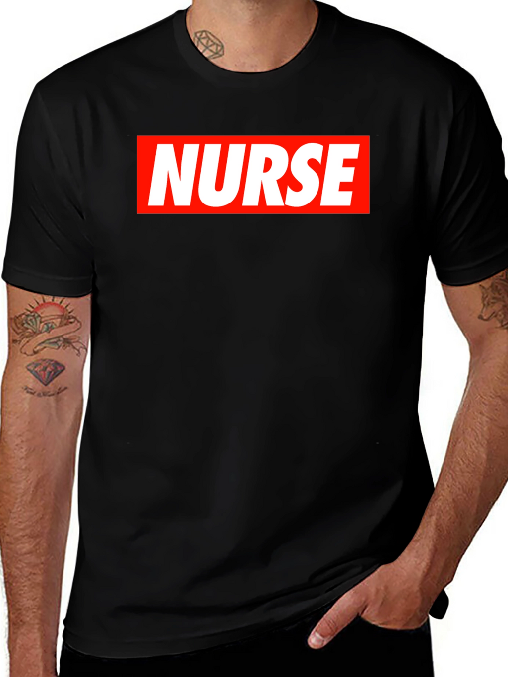 Nurse Graphic T-Shirt - Bold Red & White Design