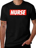 Nurse Graphic T-Shirt - Bold Red & White Design