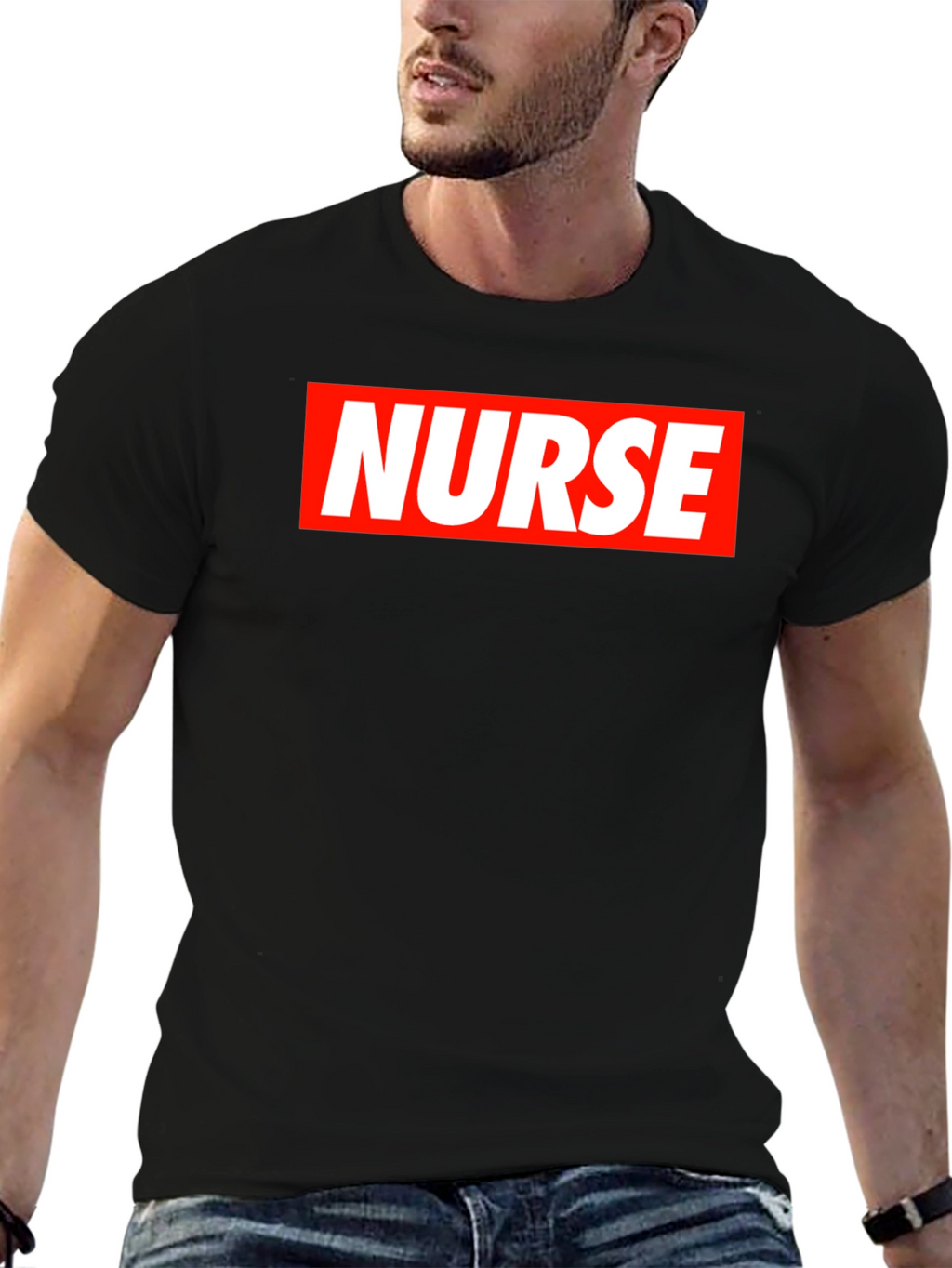 Nurse Graphic T-Shirt - Bold Red & White Design