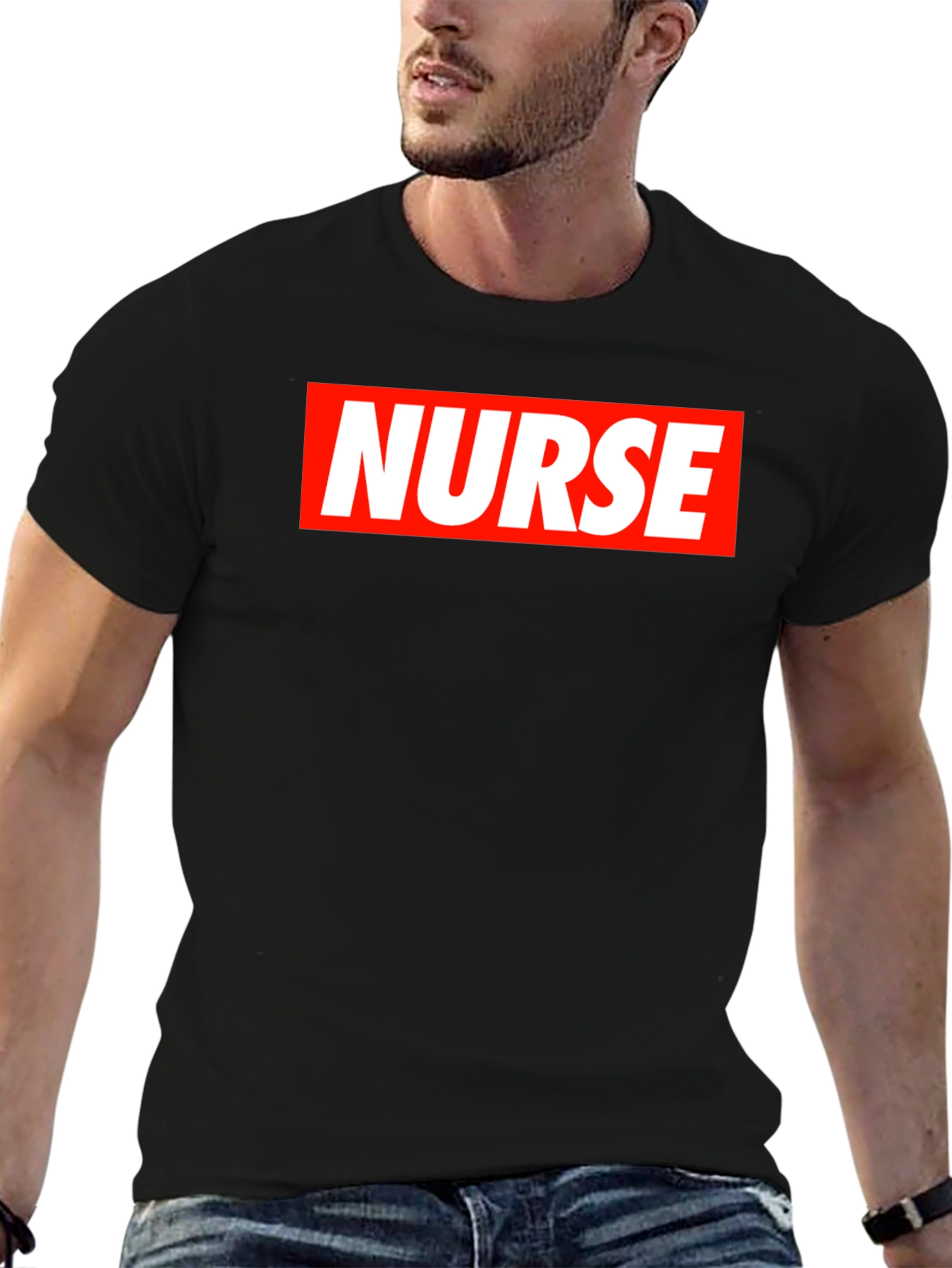 Nurse Graphic T-Shirt - Bold Red & White Design