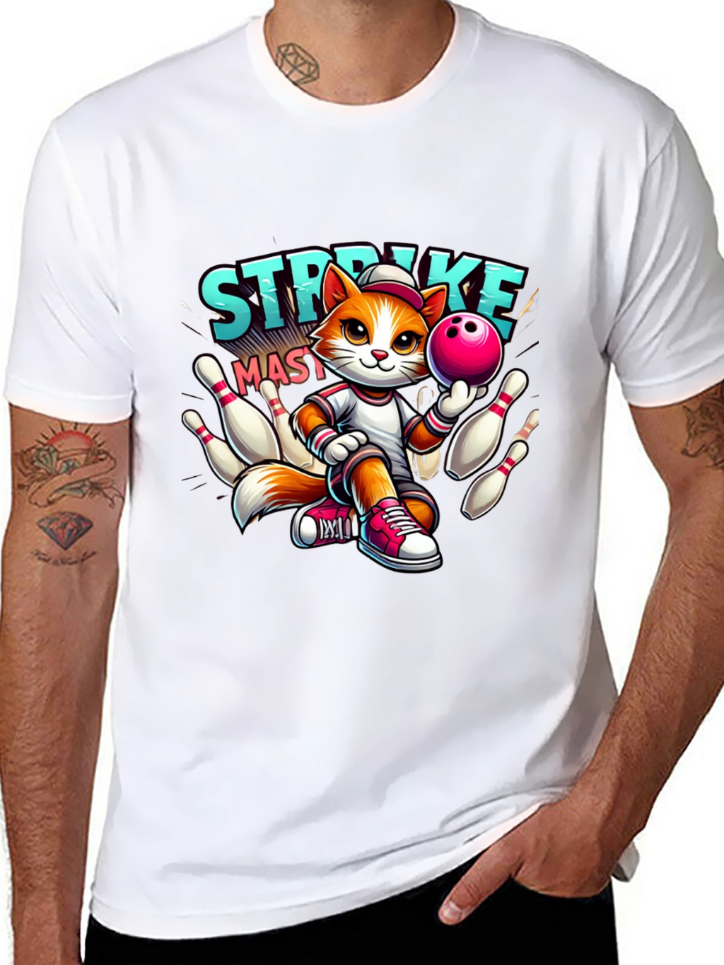 Strike Master Cat Graphic T-Shirt