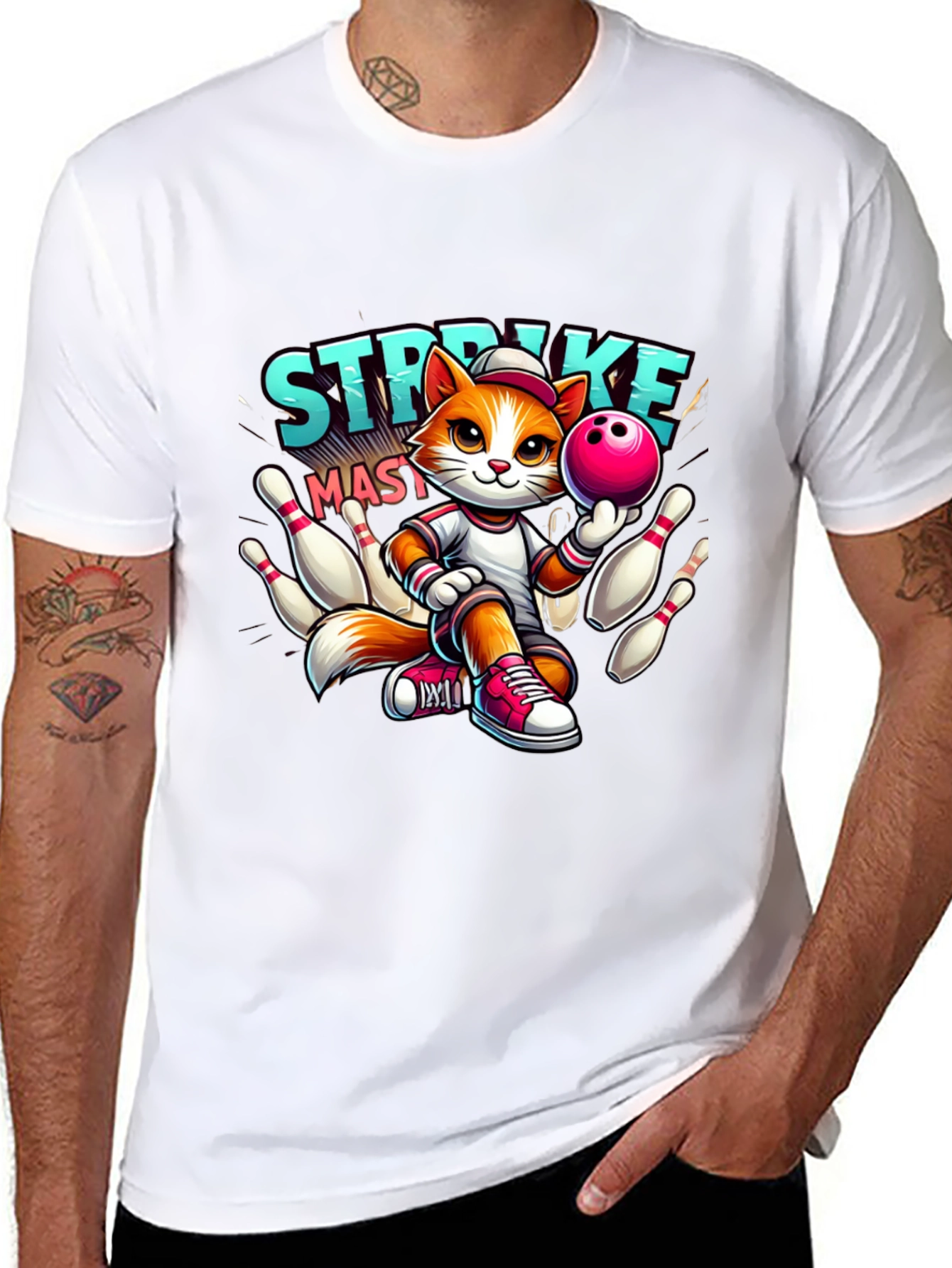 Strike Master Cat Graphic T-Shirt