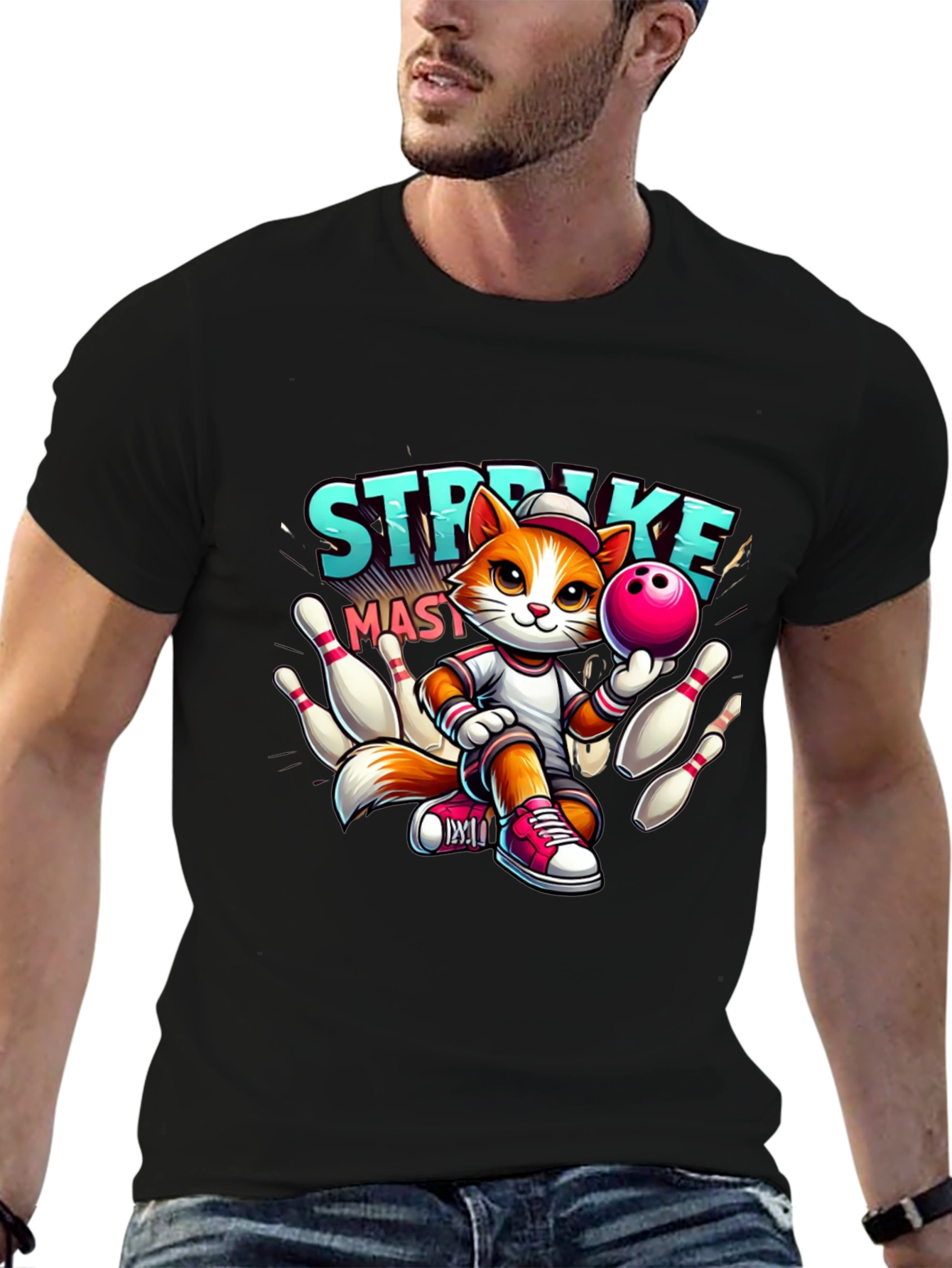 Strike Master Cat Graphic T-Shirt