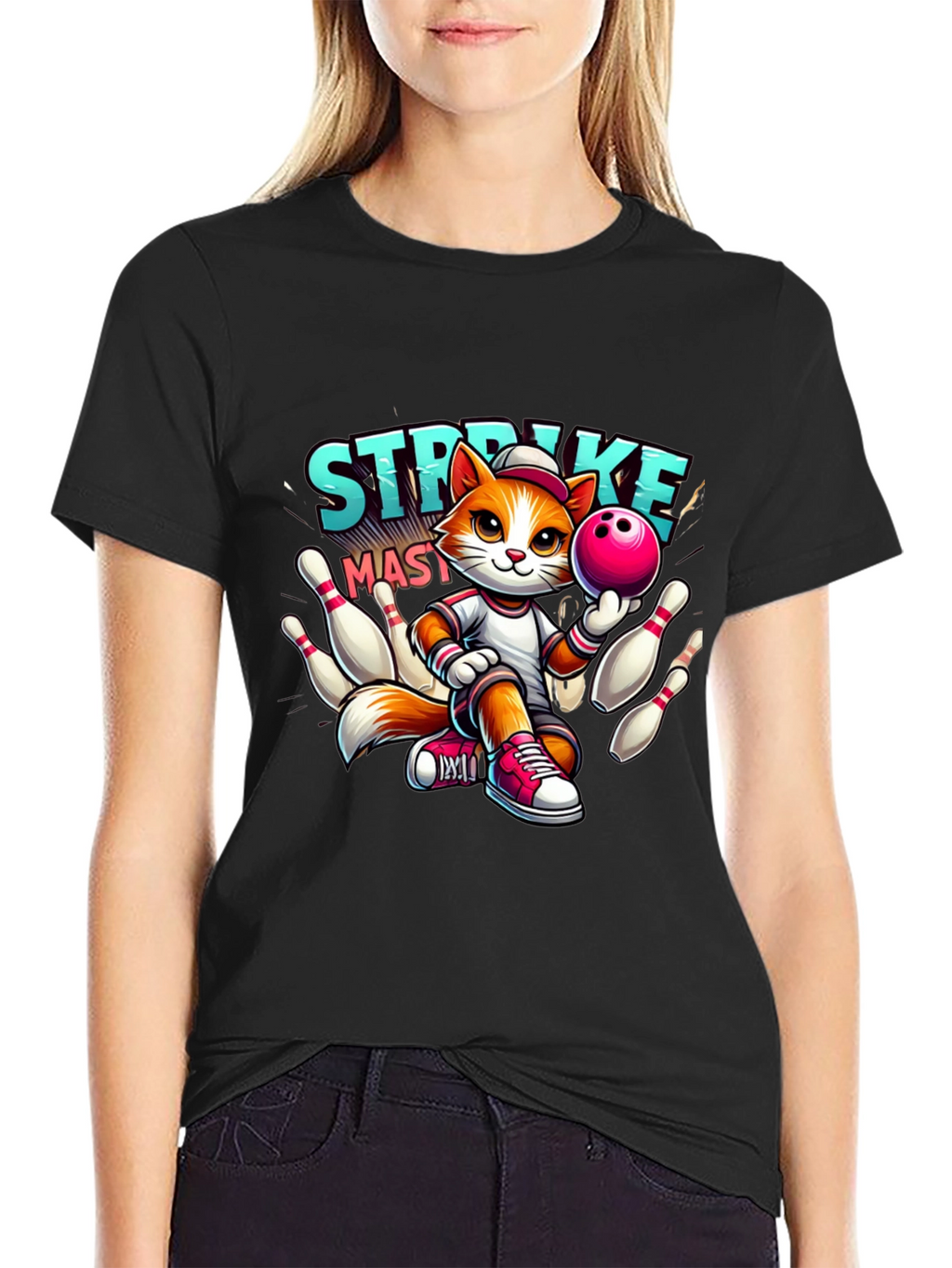 Strike Master Cat Graphic T-Shirt