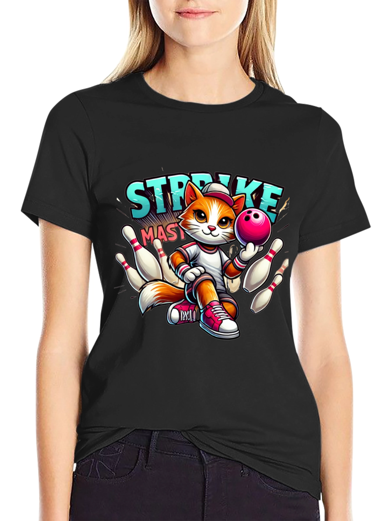 Strike Master Cat Graphic T-Shirt