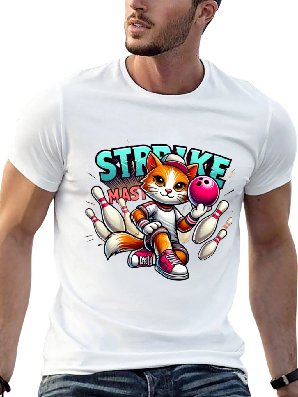 Strike Master Cat Graphic T-Shirt
