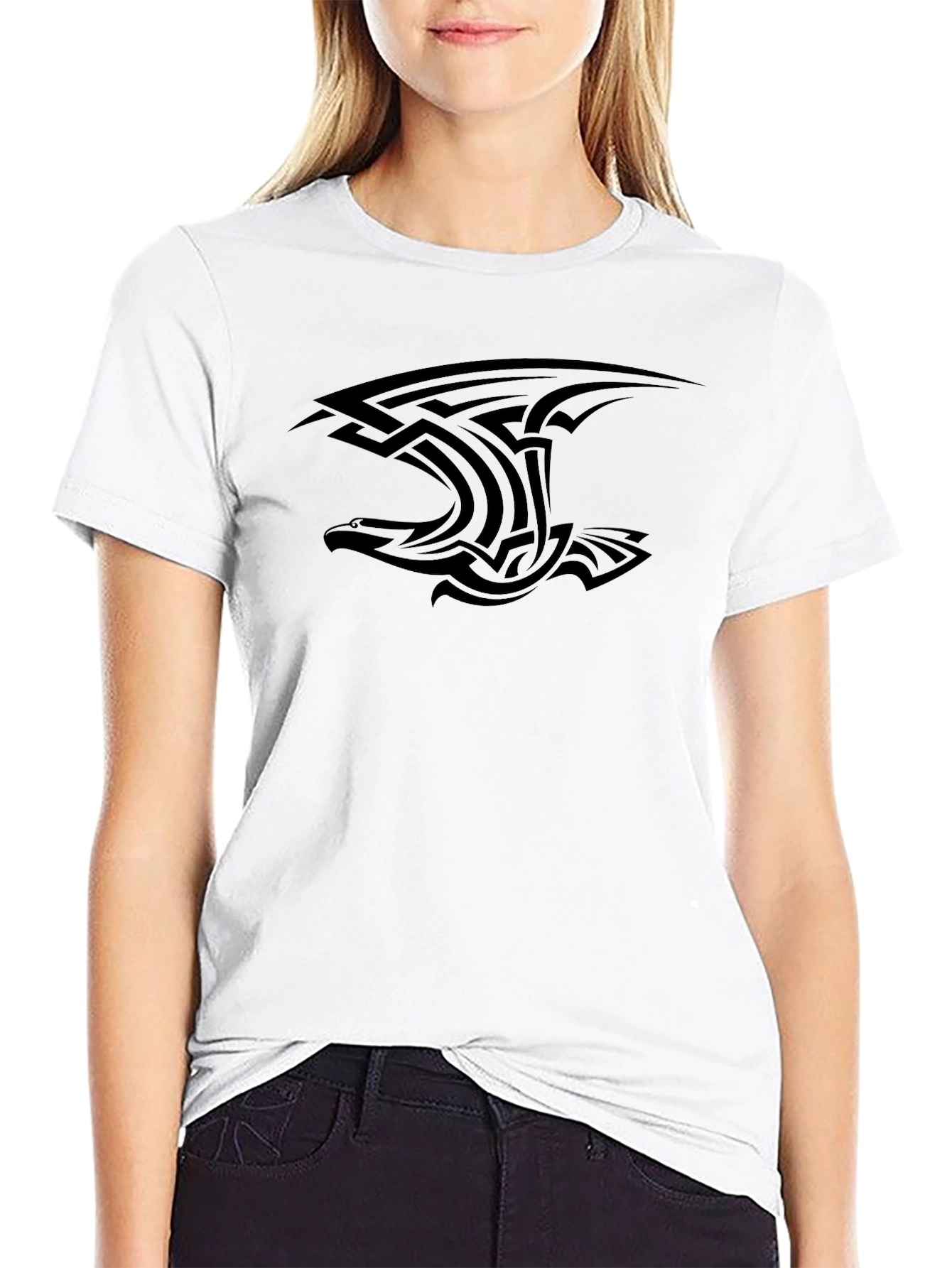 Mens Black Tribal Eagle Graphic T-Shirt