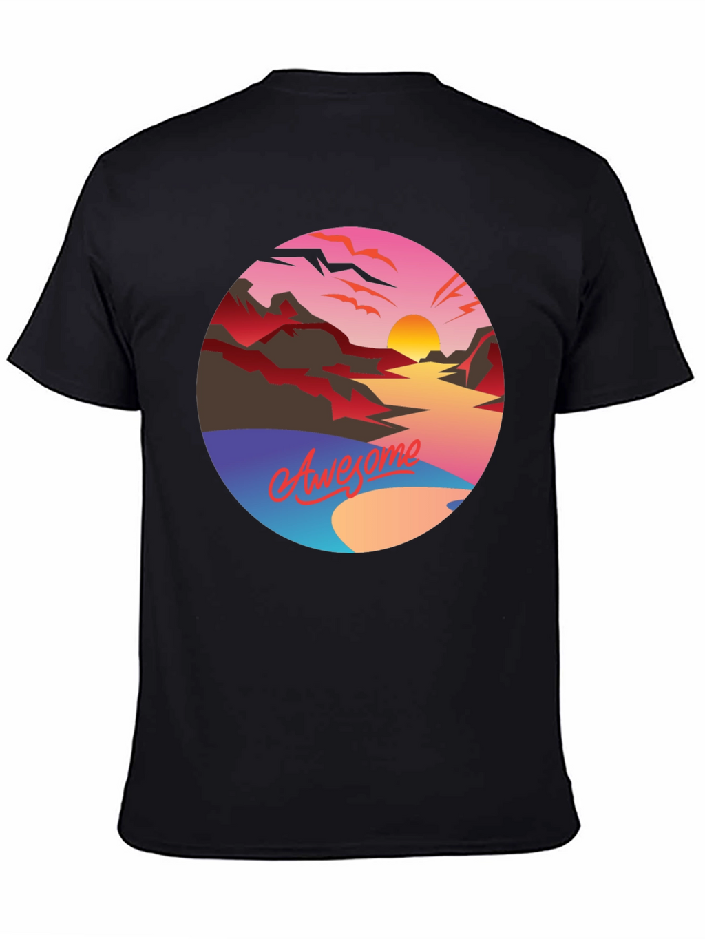Awesome Sunset Graphic Tee - Retro Style