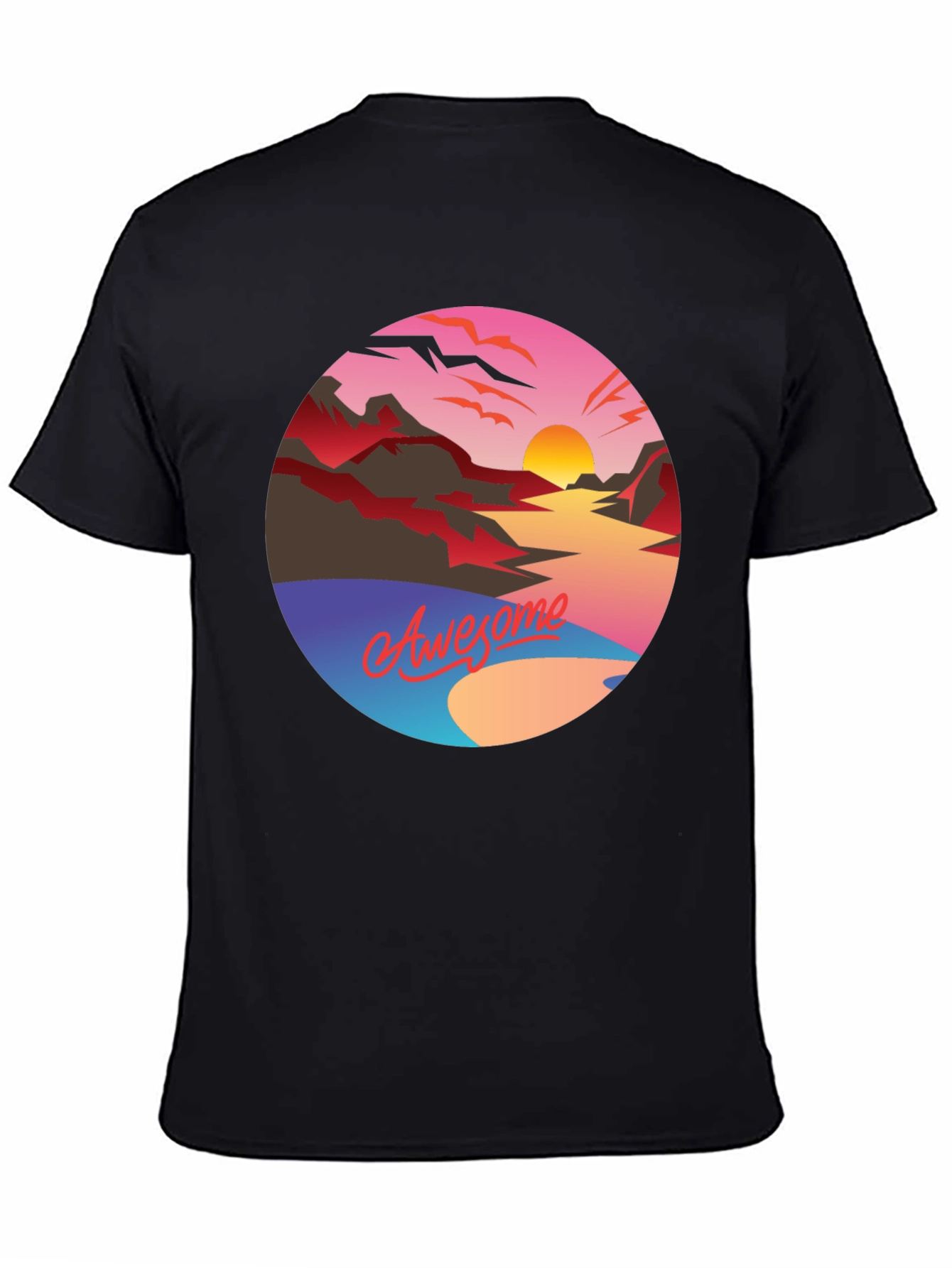 Awesome Sunset Graphic Tee - Retro Style