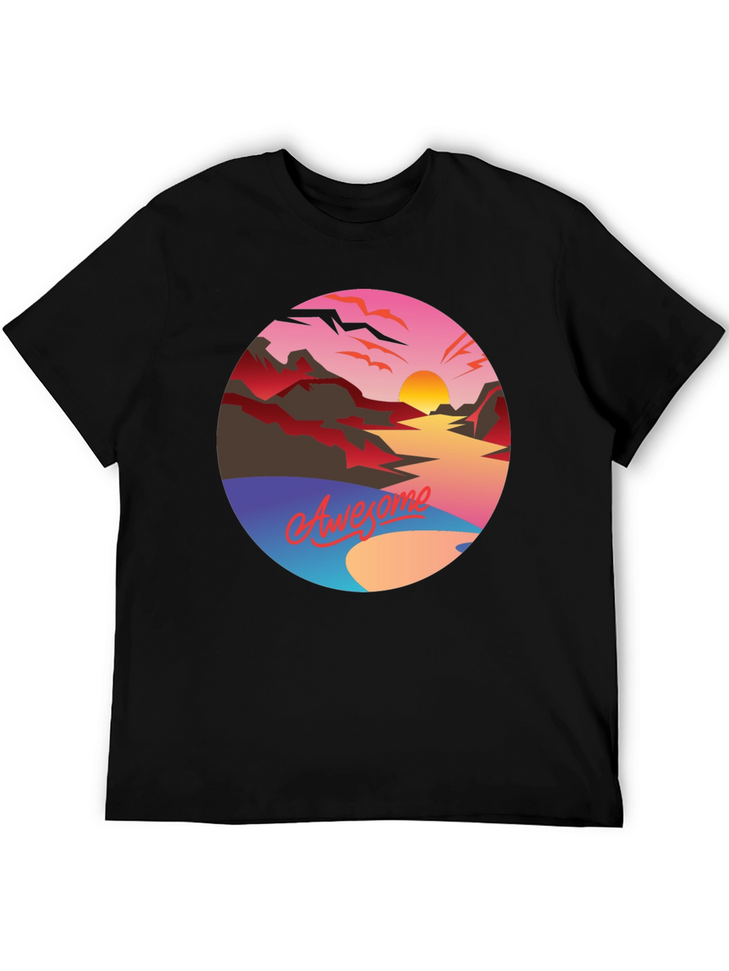 Awesome Sunset Graphic Tee - Retro Style