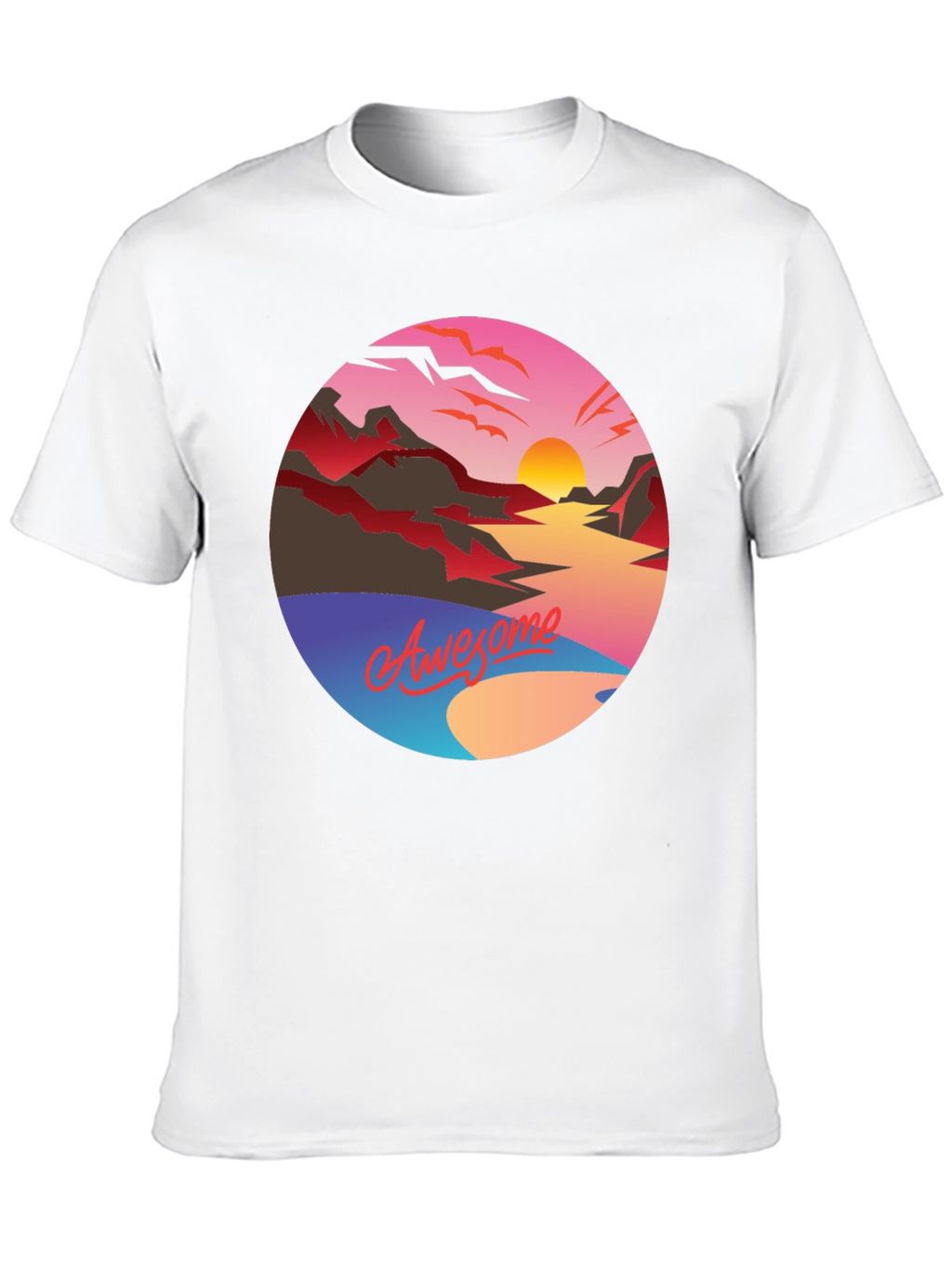 Awesome Sunset Graphic Tee - Retro Style