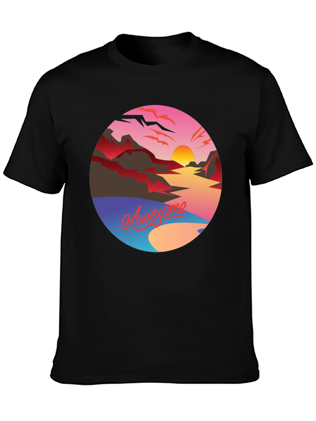 Awesome Sunset Graphic Tee - Retro Style