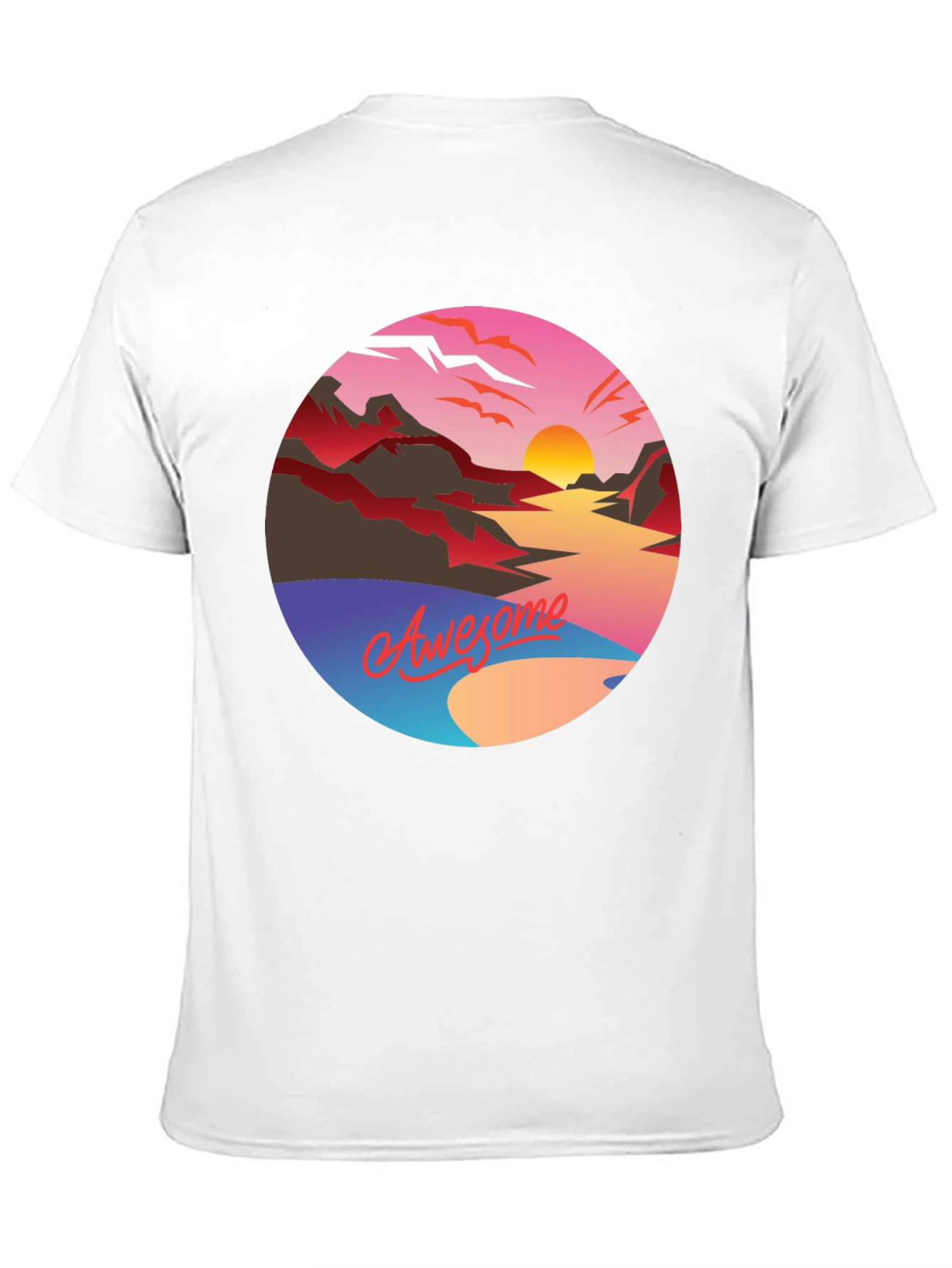 Awesome Sunset Graphic Tee - Retro Style