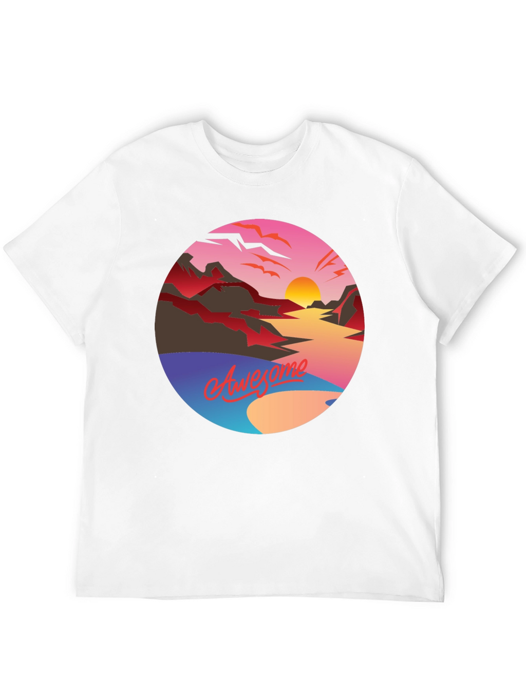 Awesome Sunset Graphic Tee - Retro Style