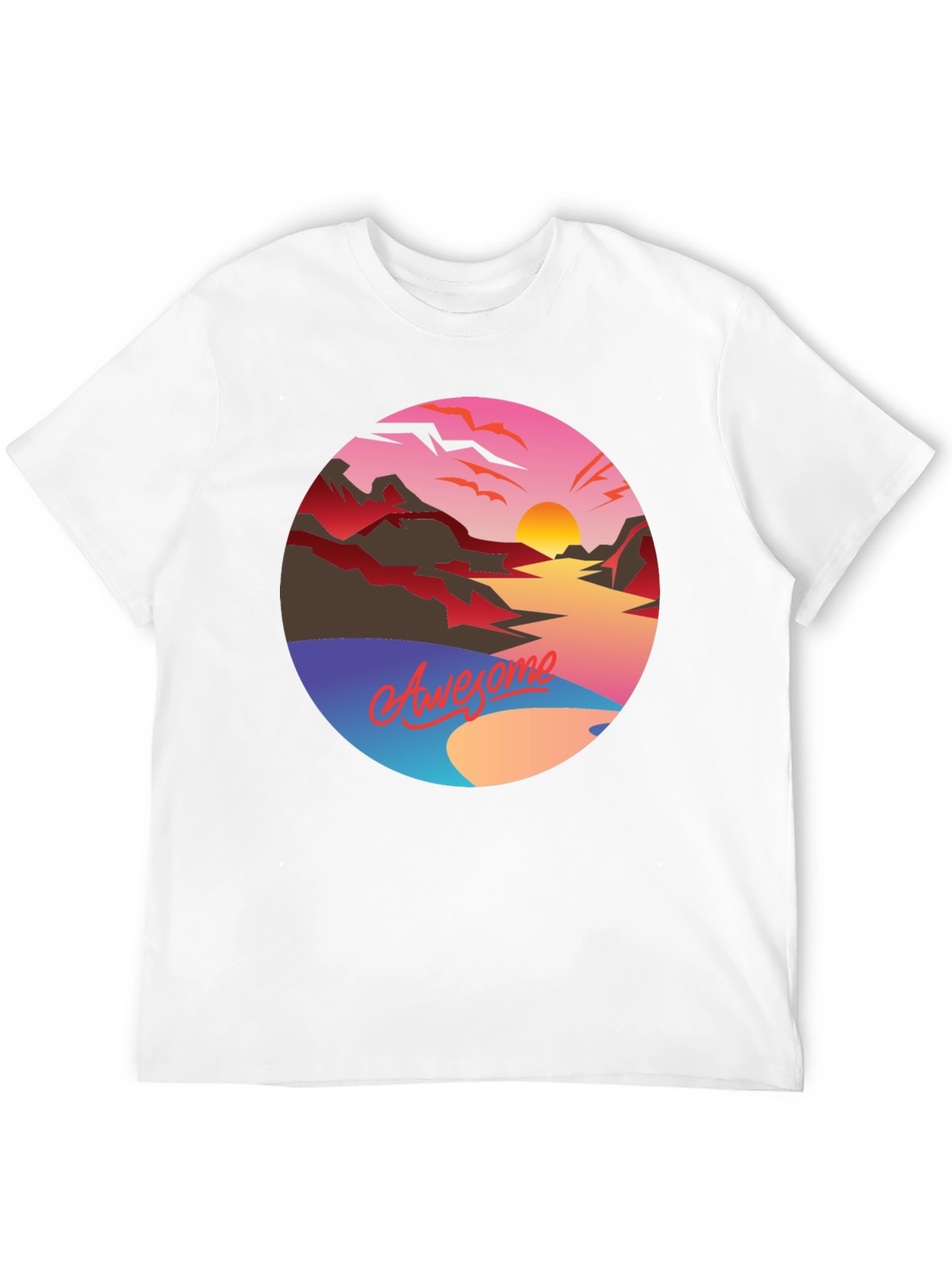 Awesome Sunset Graphic Tee - Retro Style