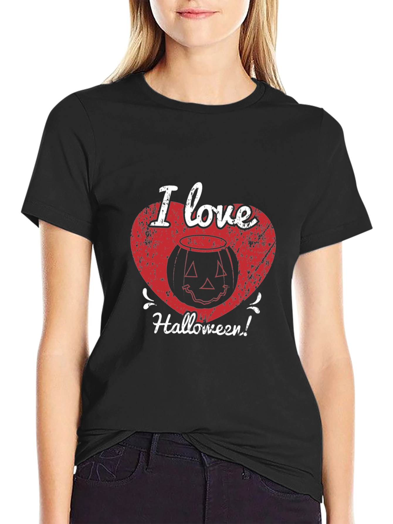 I Love Halloween T-Shirt - Pumpkin Heart Graphic Tee