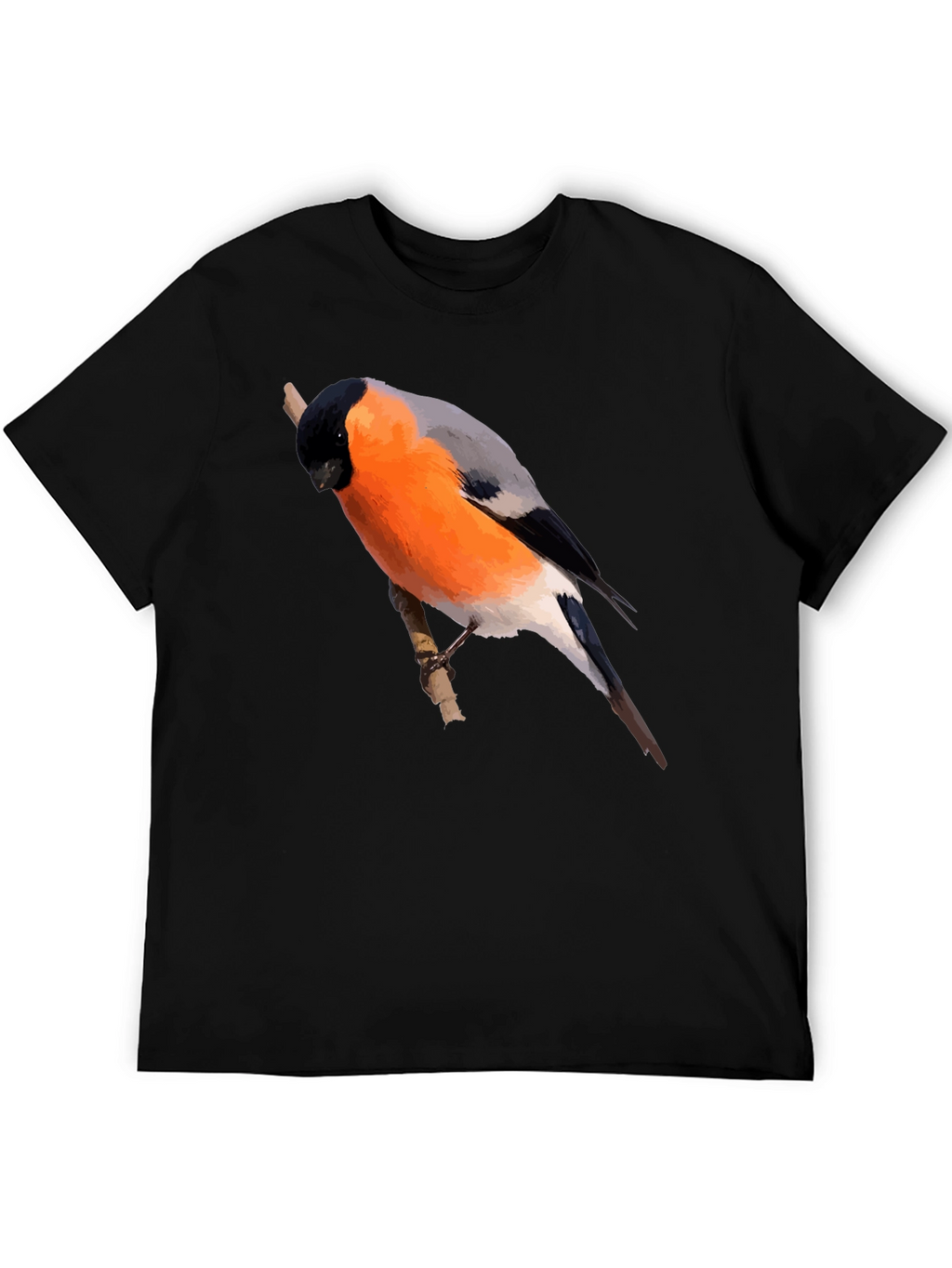 Bullfinch Bird Graphic Black T-Shirt