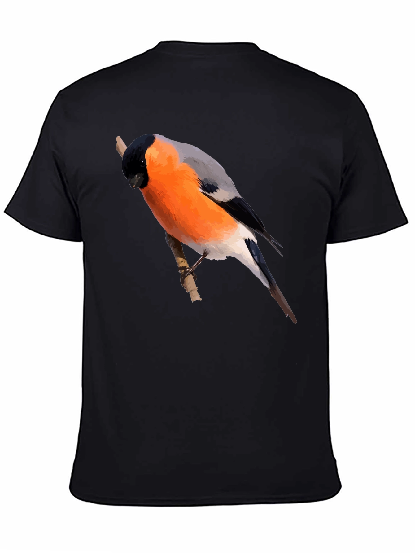 Bullfinch Bird Graphic Black T-Shirt