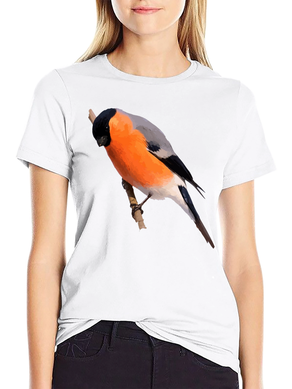 Bullfinch Bird Graphic Black T-Shirt