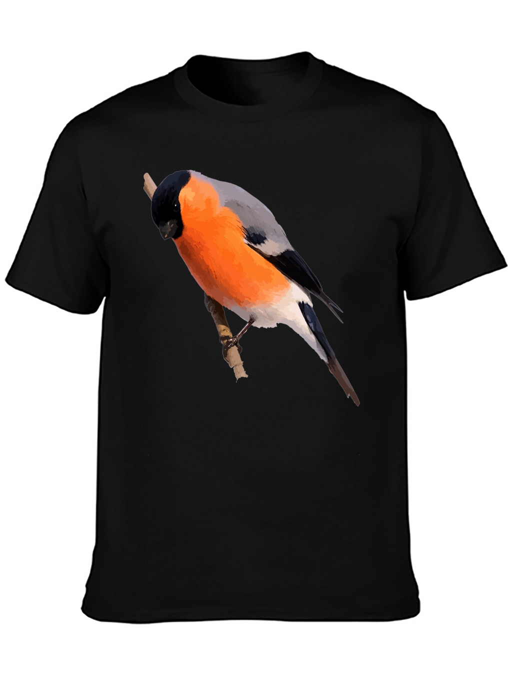 Bullfinch Bird Graphic Black T-Shirt