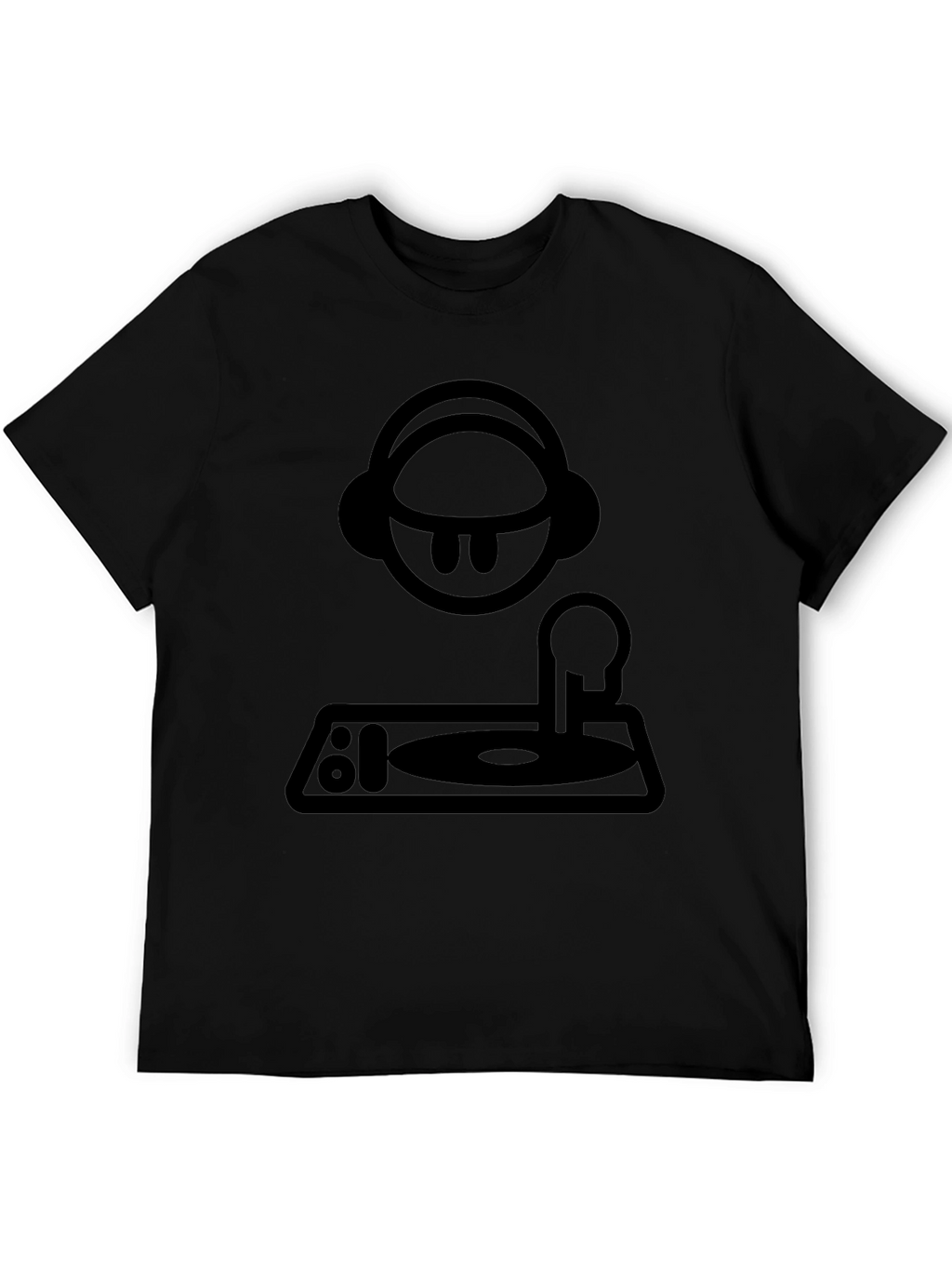DJ Cartoon Graphic T-Shirt - Black