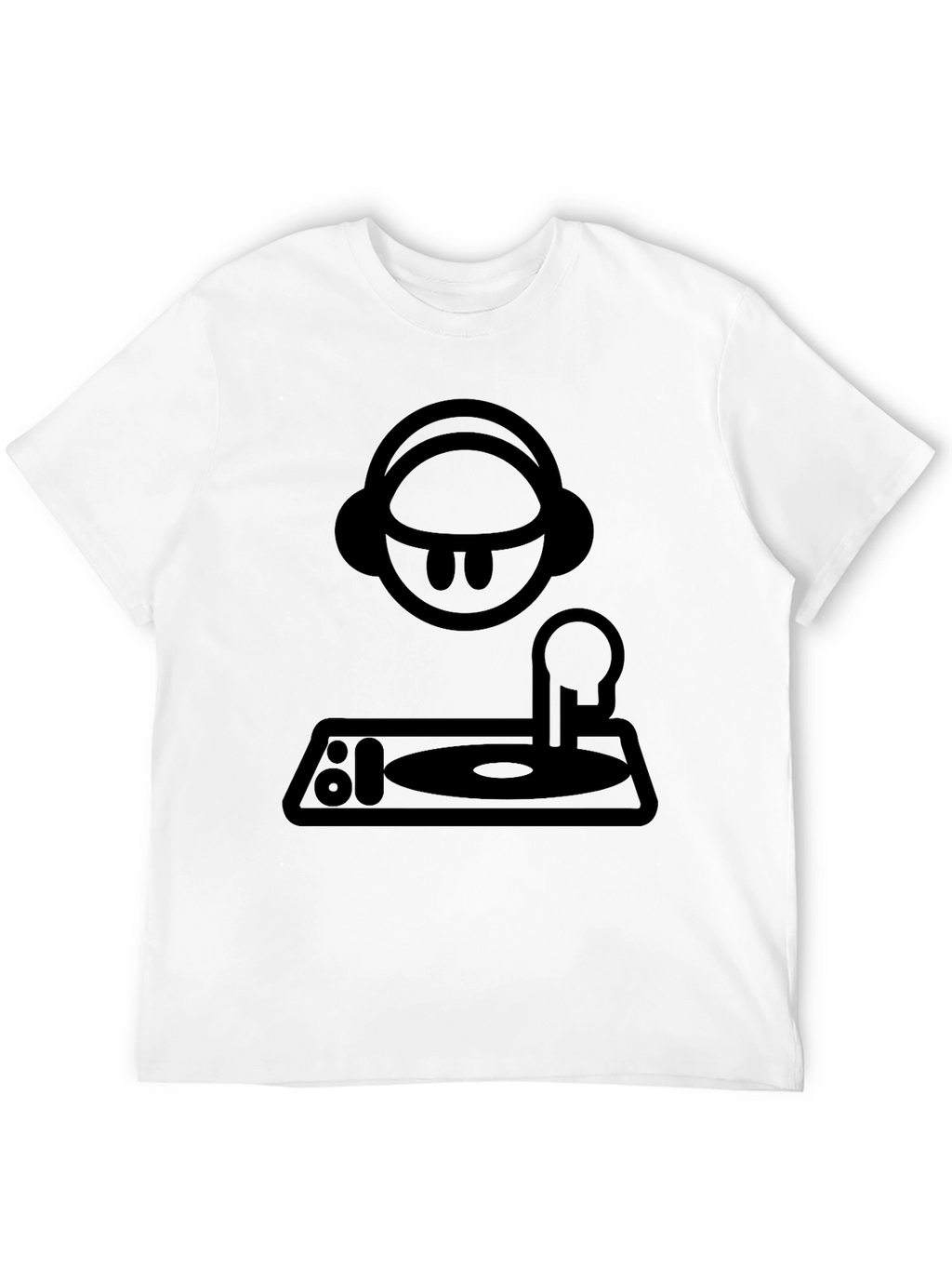 DJ Cartoon Graphic T-Shirt - Black