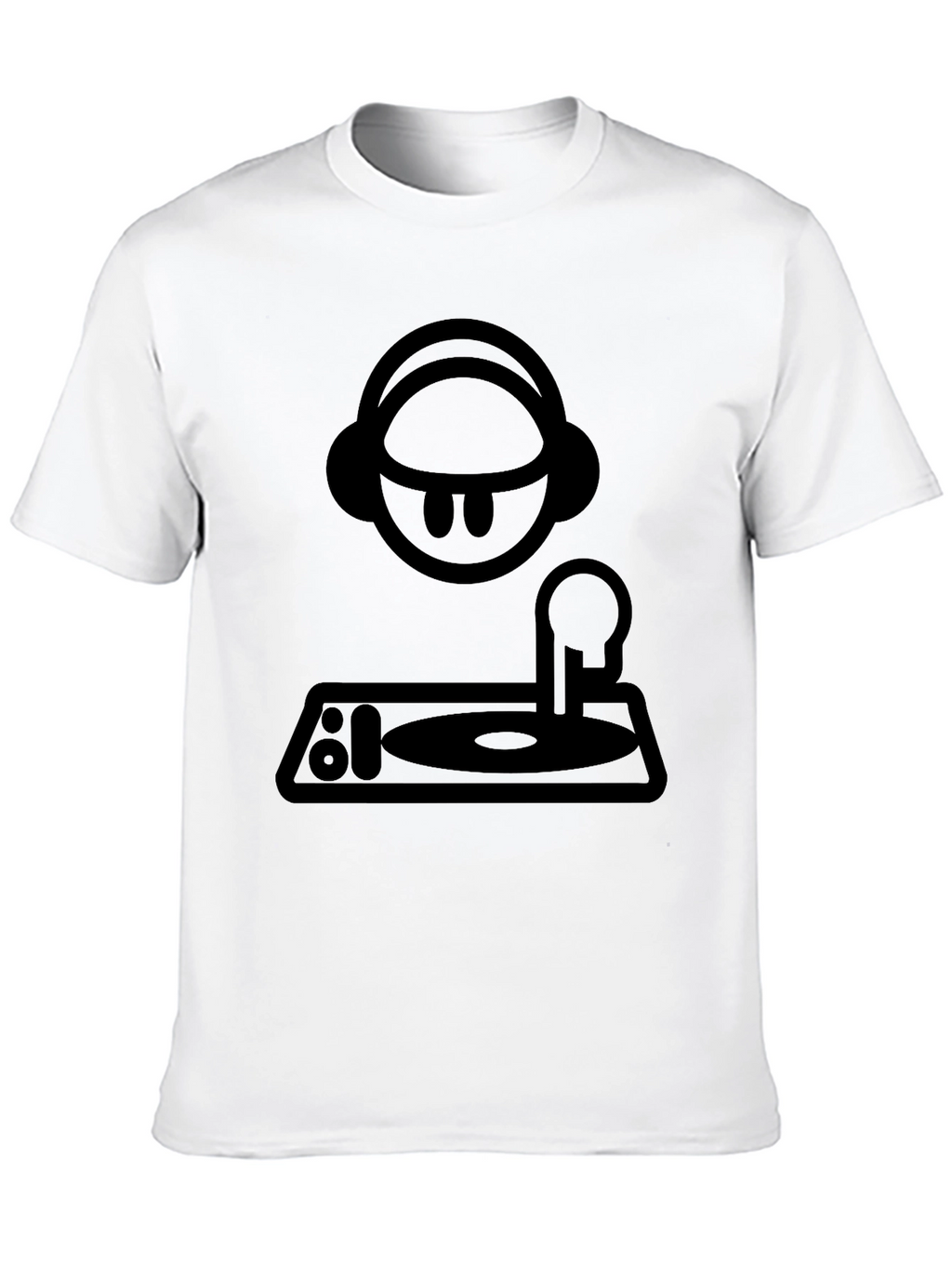 DJ Cartoon Graphic T-Shirt - Black