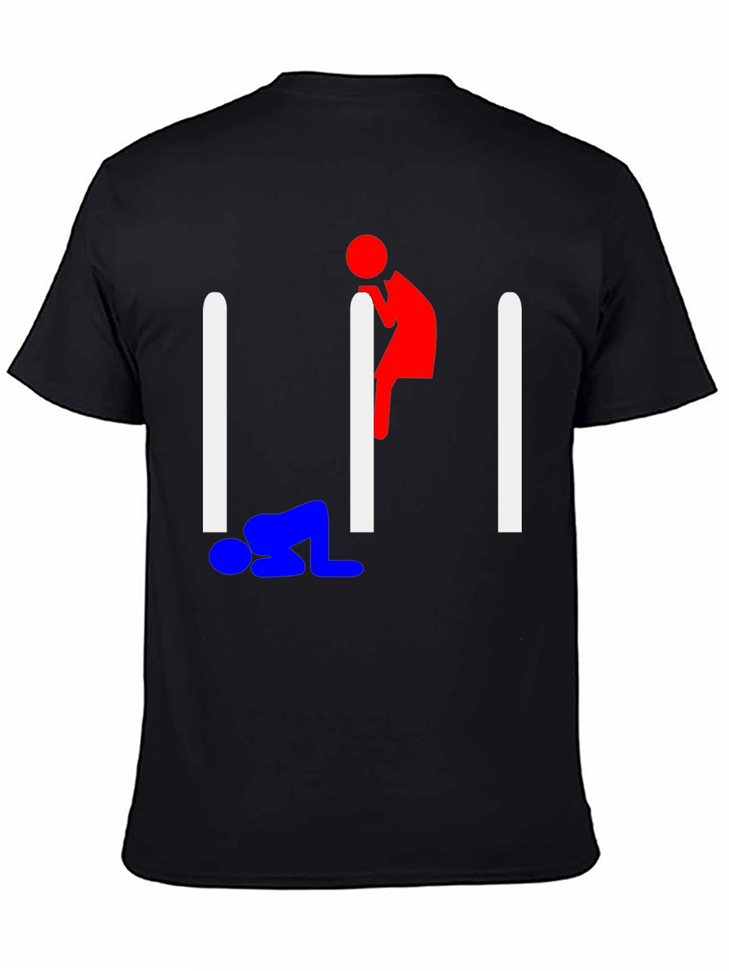 Humorous Stick Figure Graphic Tee - Black