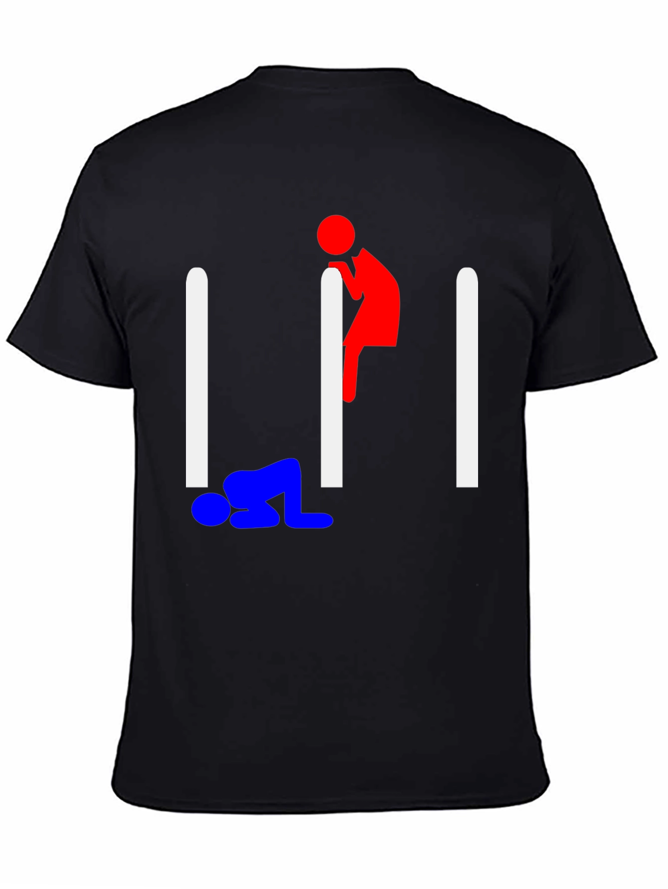 Humorous Stick Figure Graphic Tee - Black