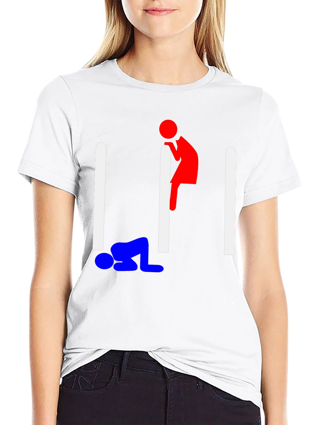 Humorous Stick Figure Graphic Tee - Black