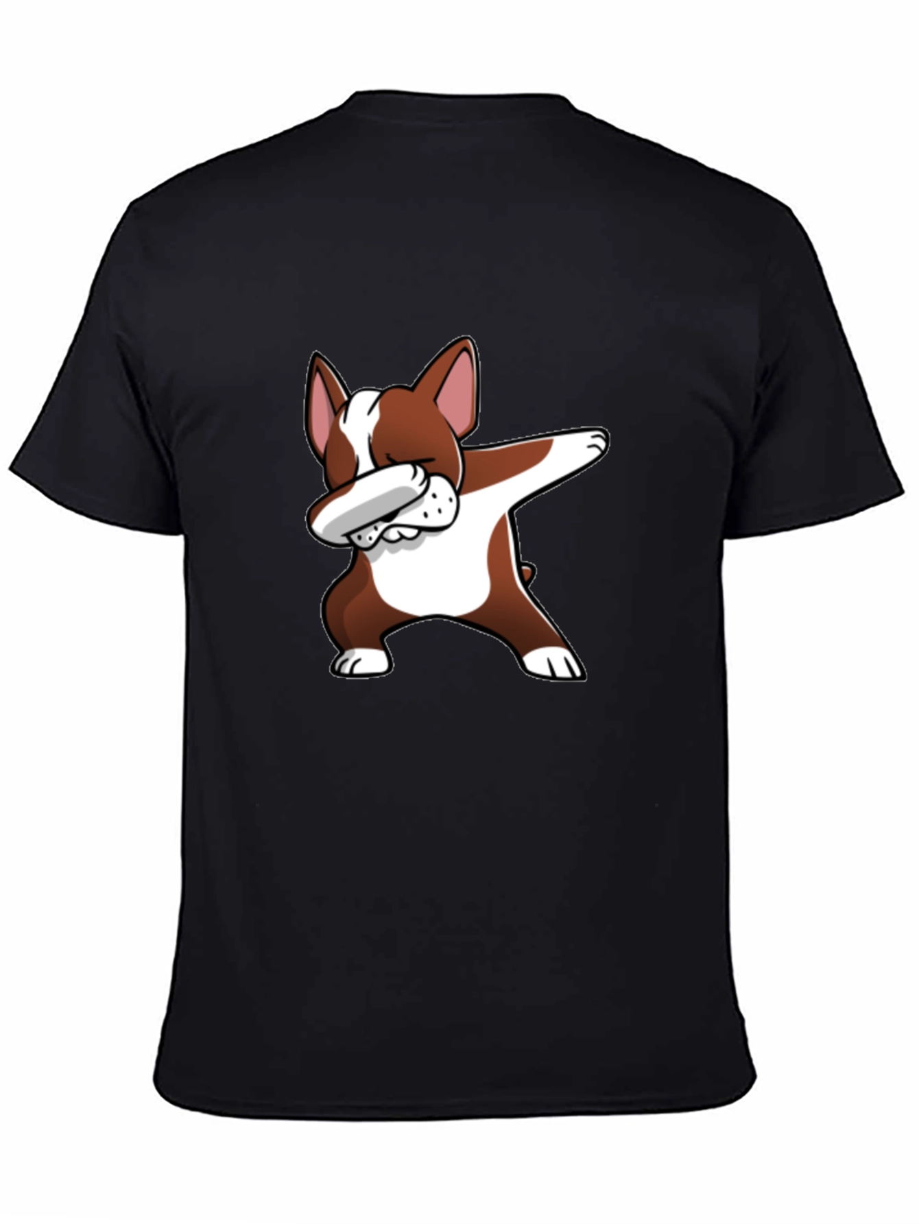 Dog Dabbing Graphic Tee - Black Cotton T-Shirt