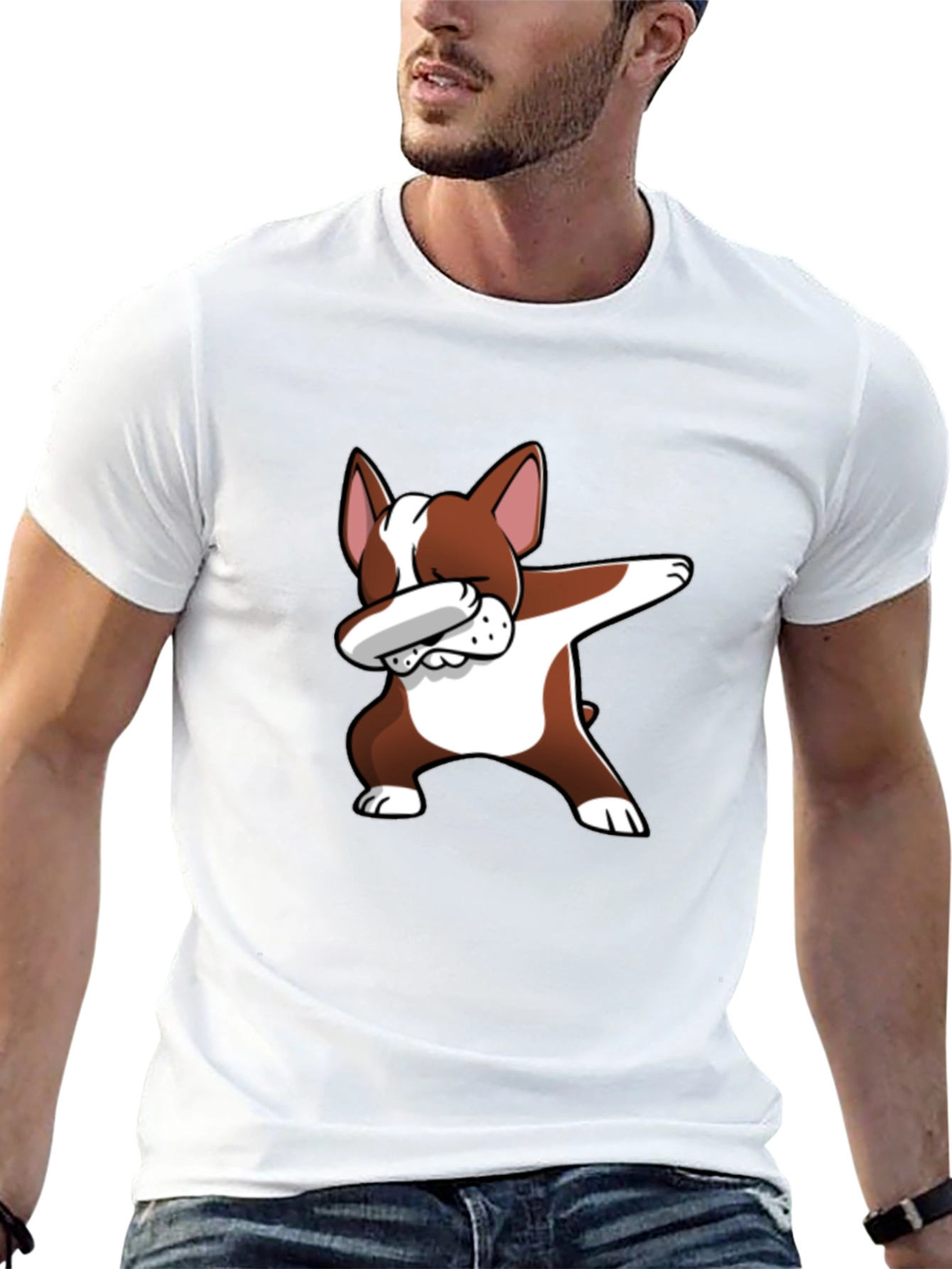 Dog Dabbing Graphic Tee - Black Cotton T-Shirt