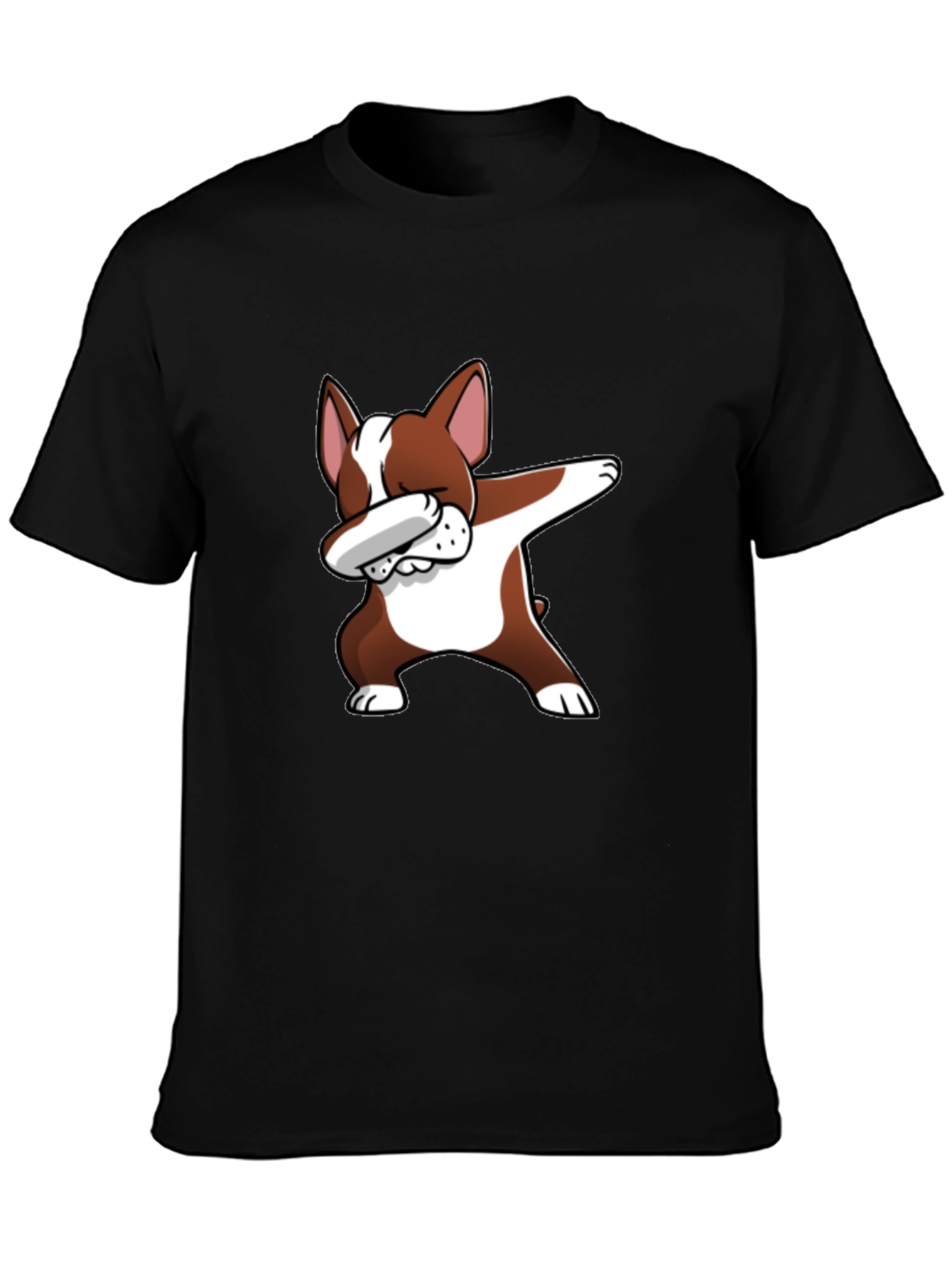 Dog Dabbing Graphic Tee - Black Cotton T-Shirt