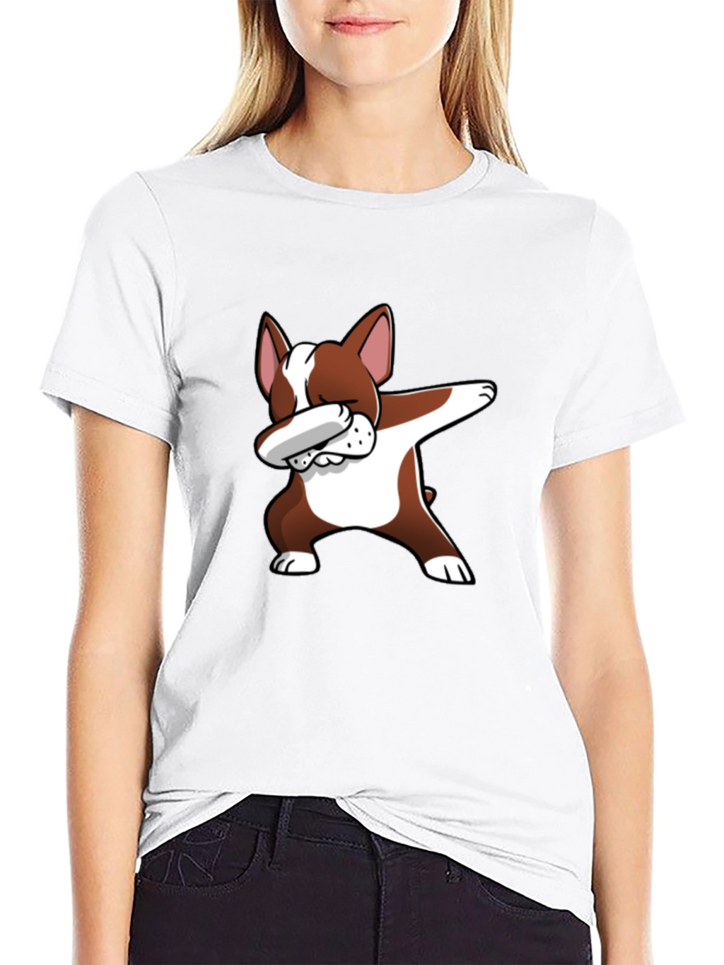 Dog Dabbing Graphic Tee - Black Cotton T-Shirt
