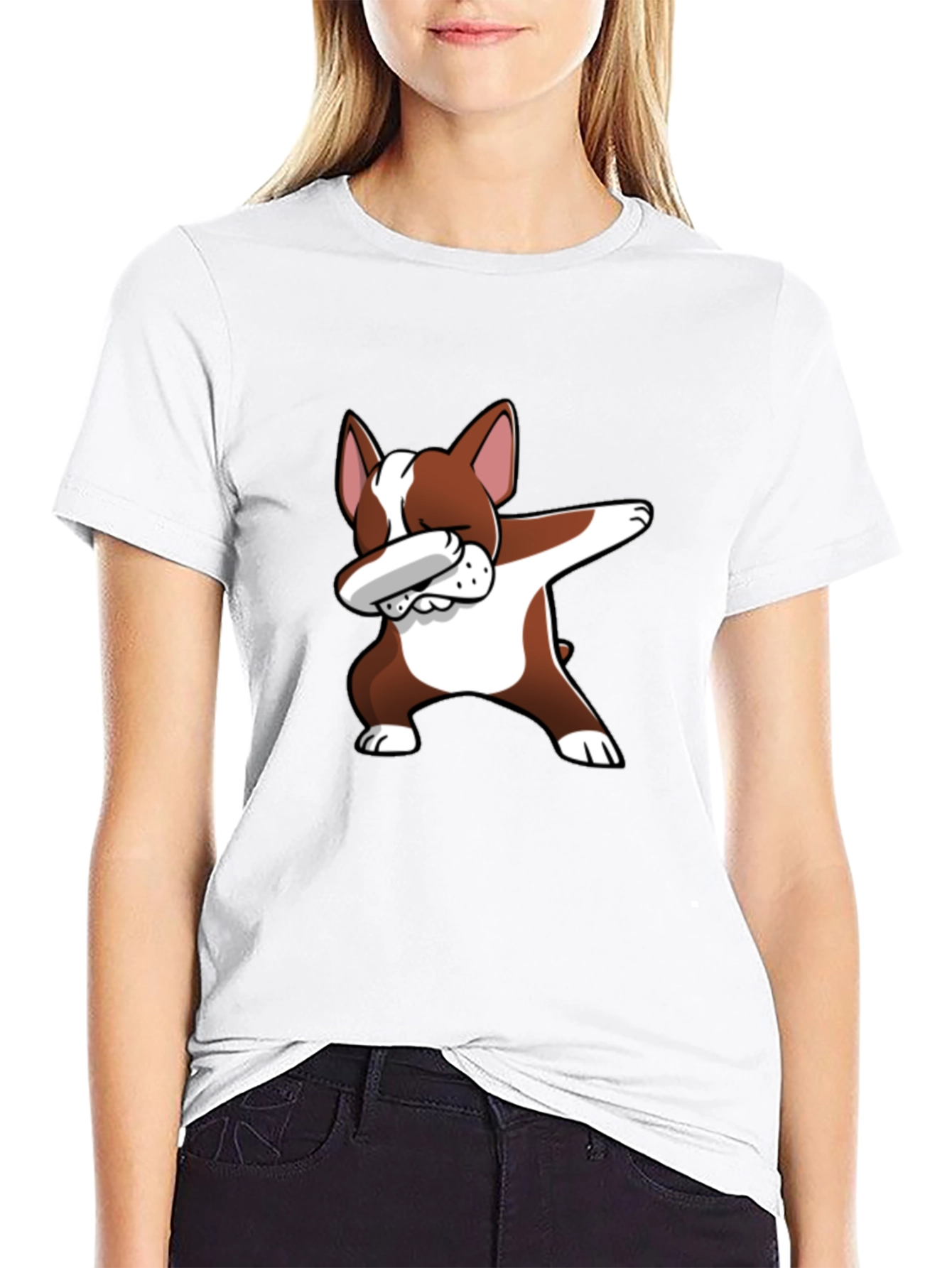 Dog Dabbing Graphic Tee - Black Cotton T-Shirt