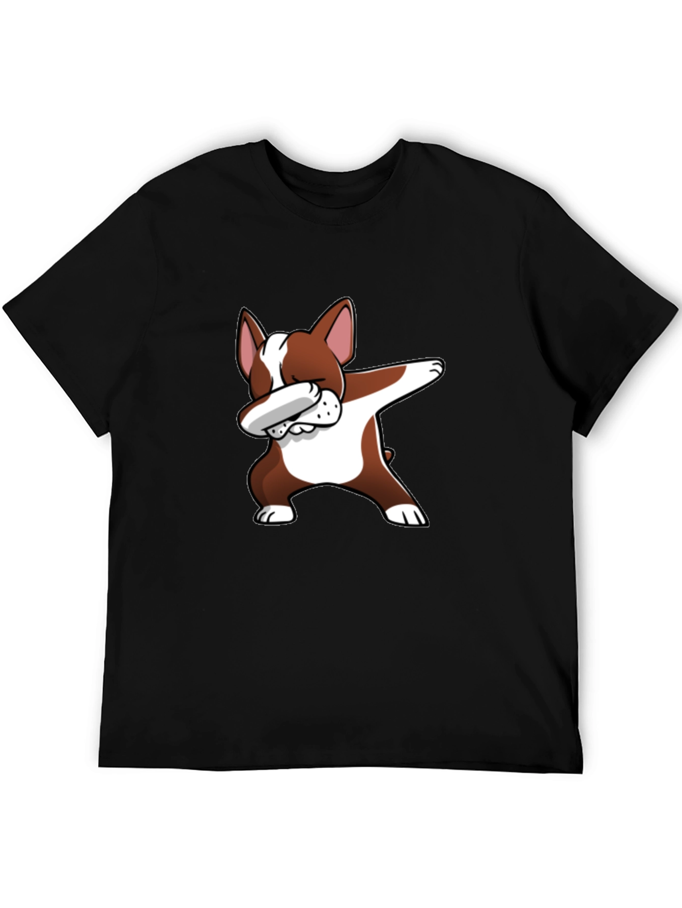 Dog Dabbing Graphic Tee - Black Cotton T-Shirt