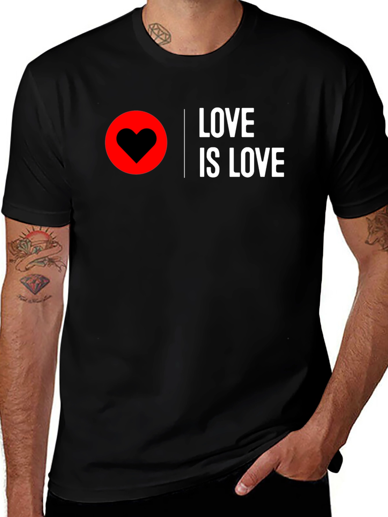 Love Is Love T-Shirt - Black Heart Graphic