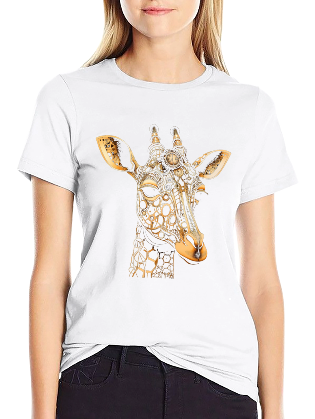 Steampunk Giraffe Black T-Shirt