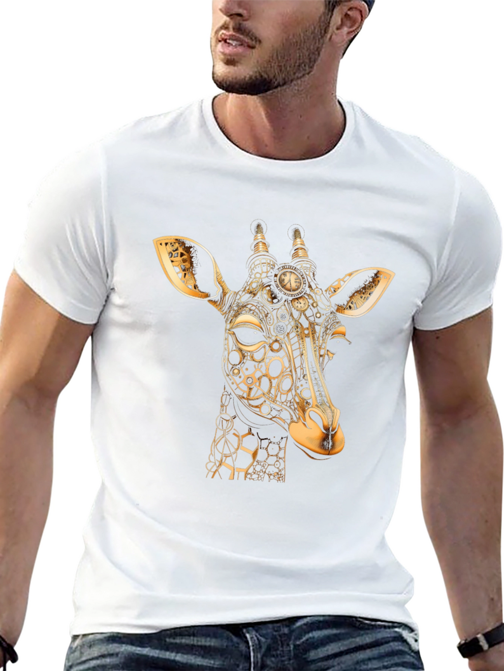 Steampunk Giraffe Black T-Shirt