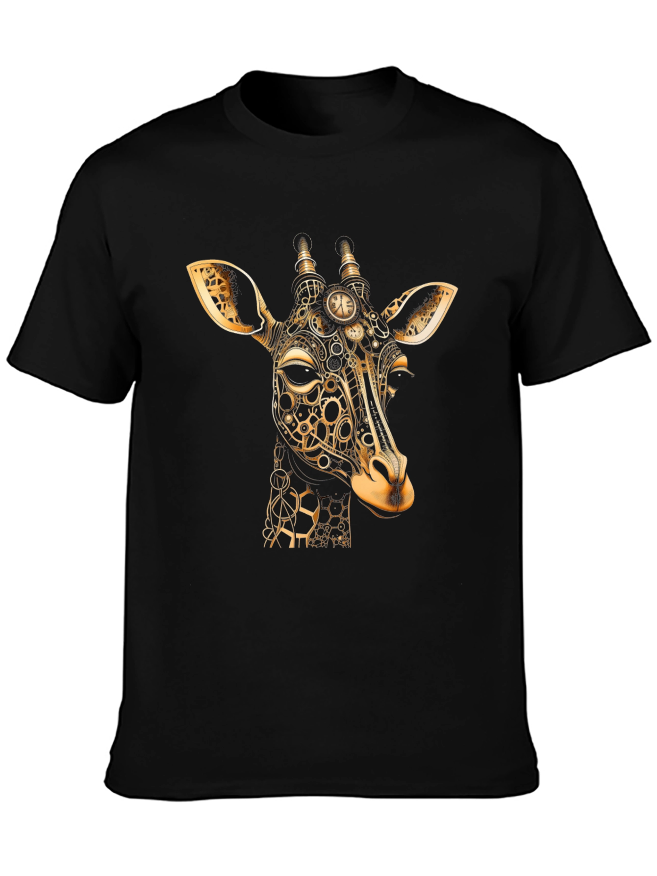 Steampunk Giraffe Black T-Shirt